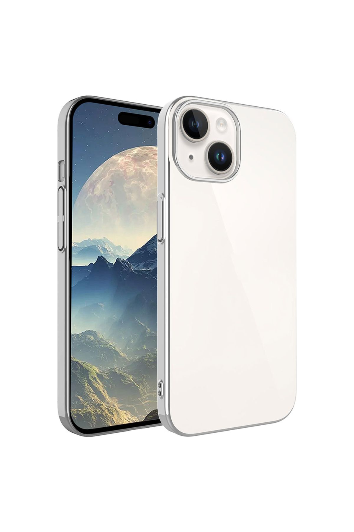 halkhouse İphone 15 Plus Kılıf Sert PC Renkli Çerçeveli Şık Riksos Kapak