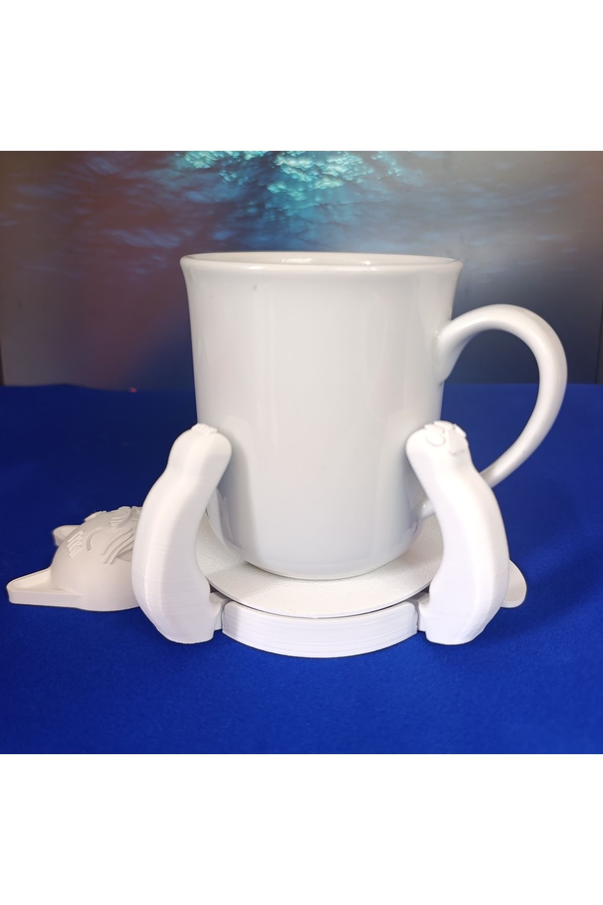 Mey3DDesign Bardak Altlığı Kedi, Fincanı Kavrayan Tasarım