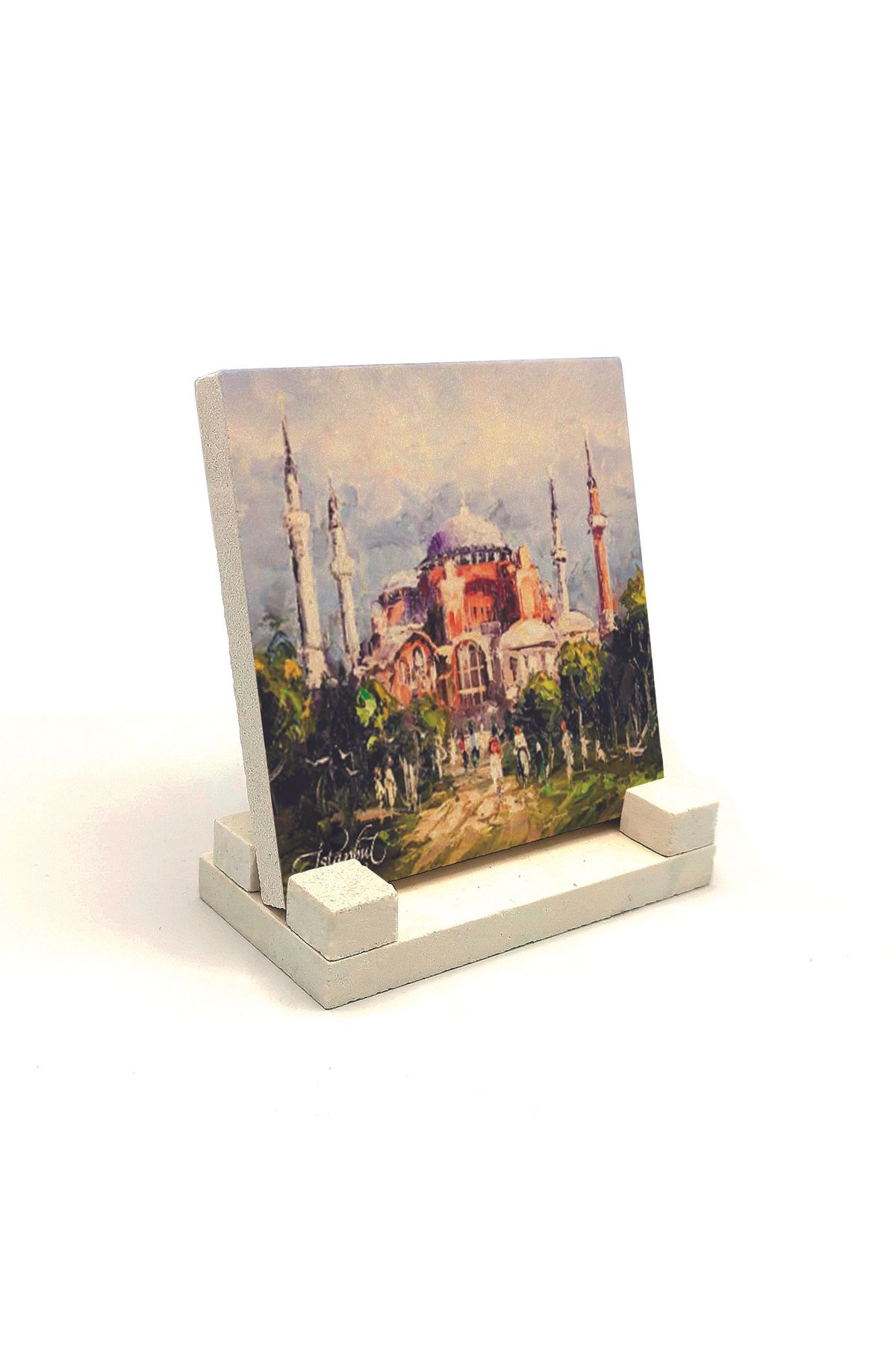 Souvenest Ayasofya Camii Baskılı Doğaltaş Masaüstlük 10x10 Krt-3