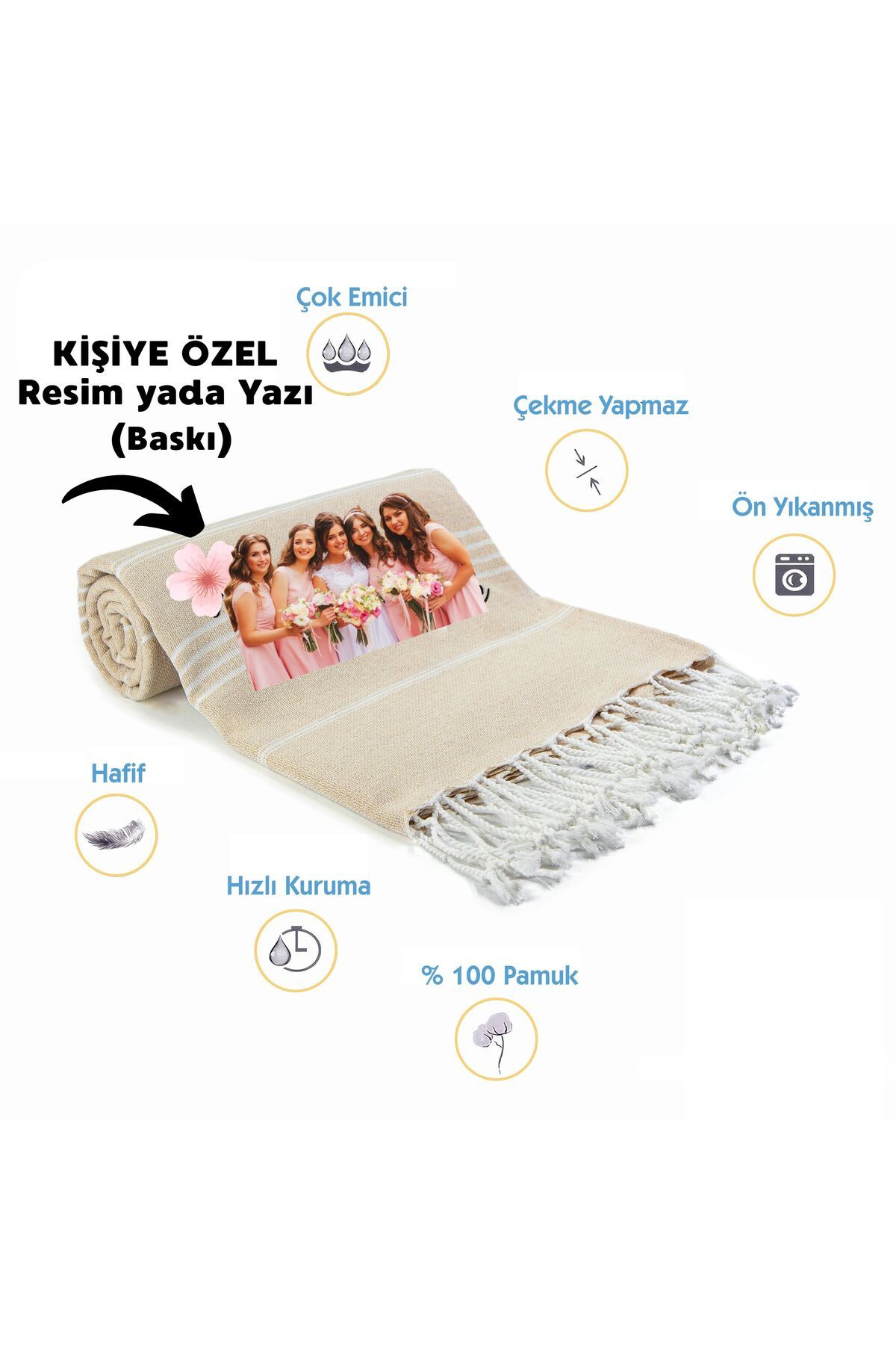 CHIMARIVA Kişiye Özel Sultan Desenli Baskılı Peştemal – İsim Yazılı Oversize Türk Plaj Havlusu – Banyo Havlusu