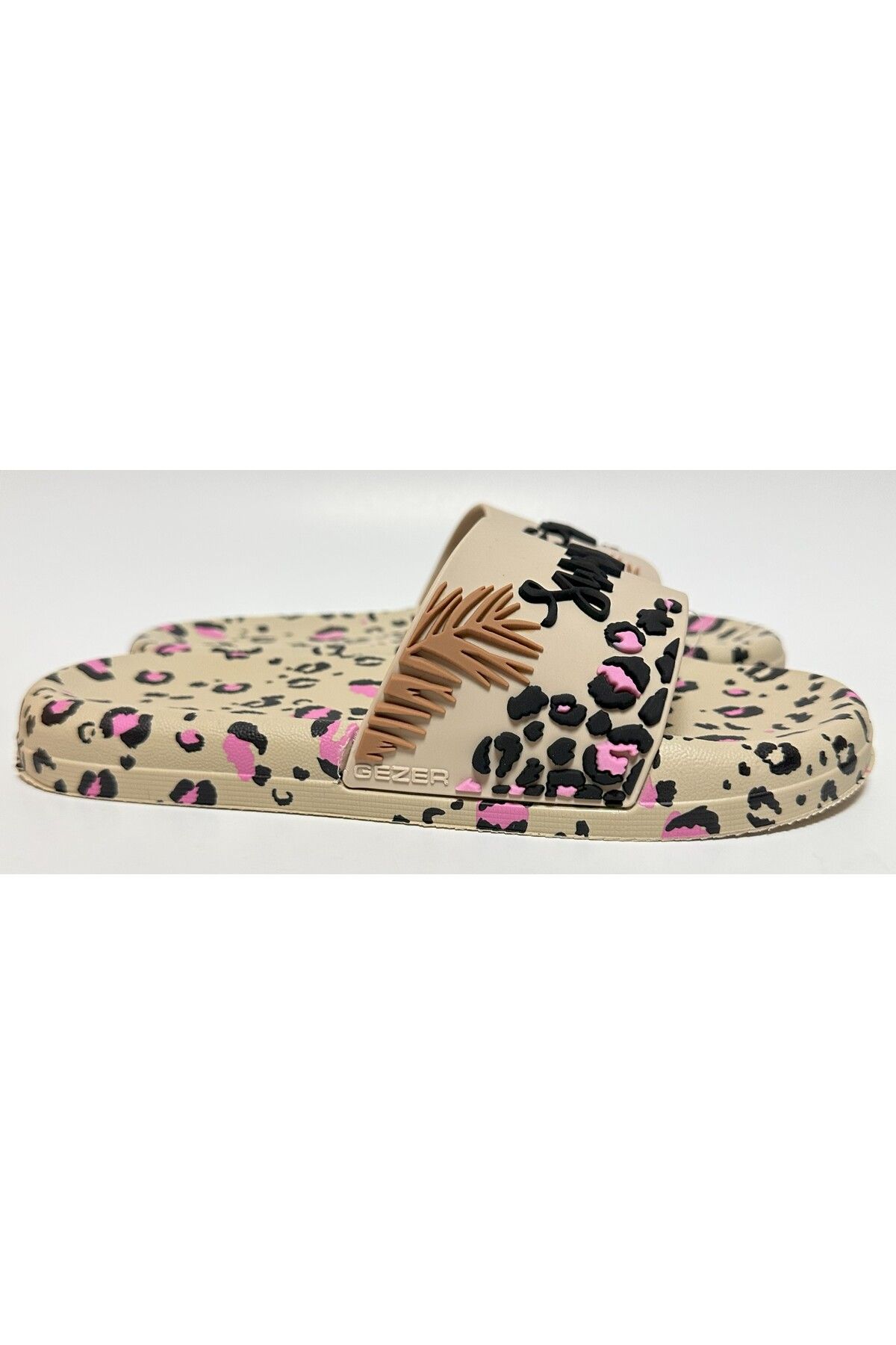 GEZER-Summer Detail Leopard Patterned Anti-Slip Eva Anatomic Sole Women's Wet Floor, Home and Street Slippers 6