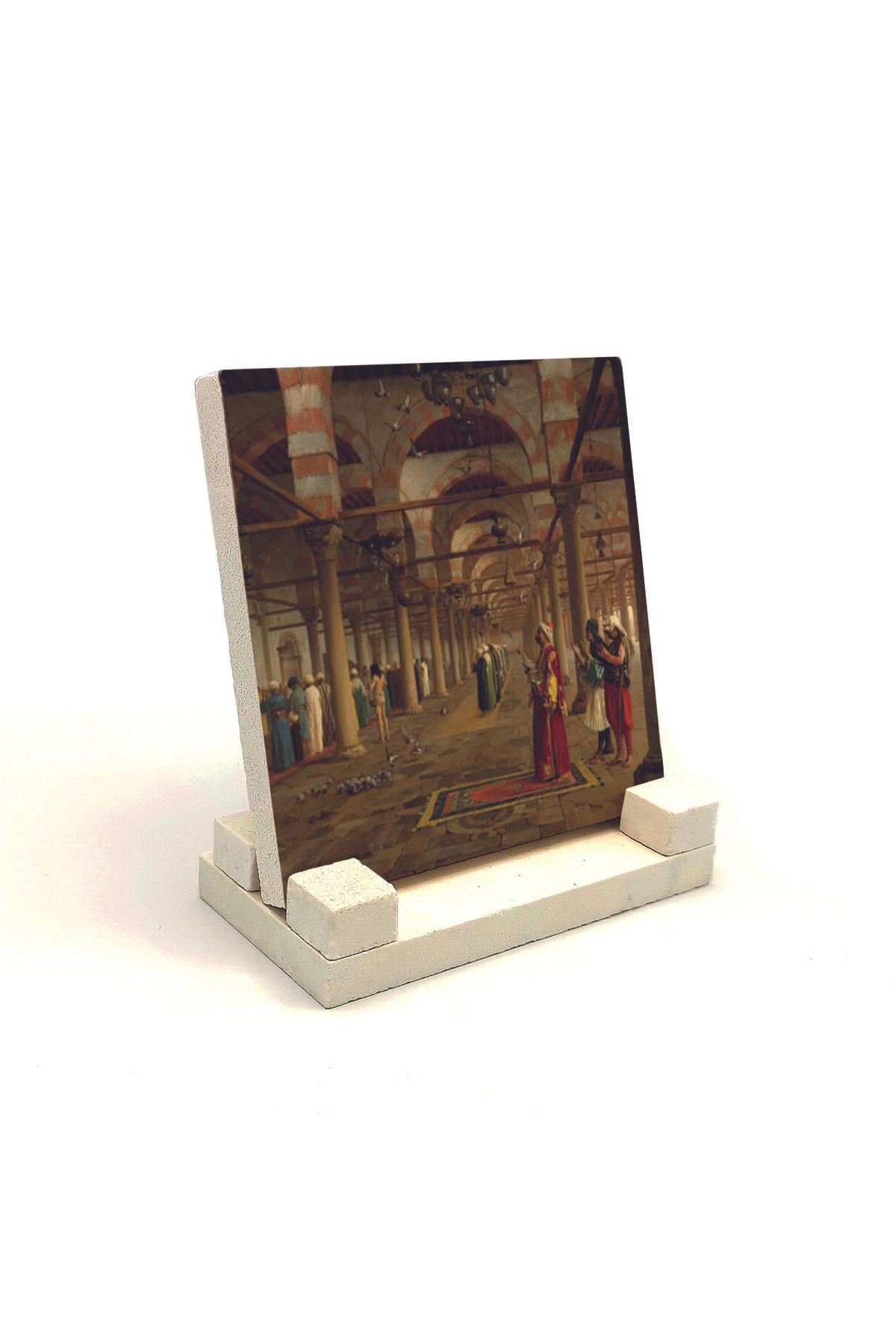 Souvenest Camide Namaz Kılanlar Baskılı Doğaltaş Masaüstlük 10x10 KRT-133