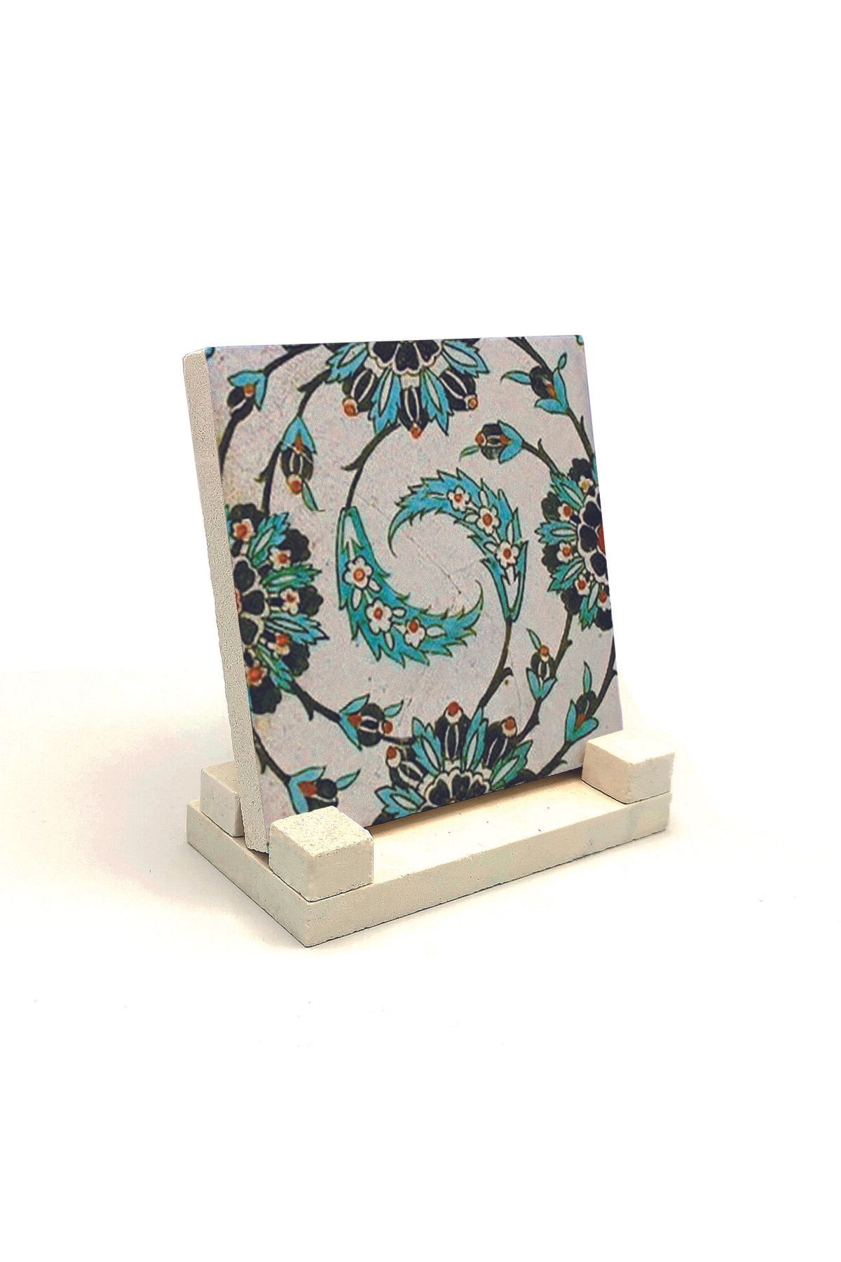 Souvenest Karatay Medresesi Çini Desen Baskılı Doğaltaş Masaüstlük 10x10 KD-10