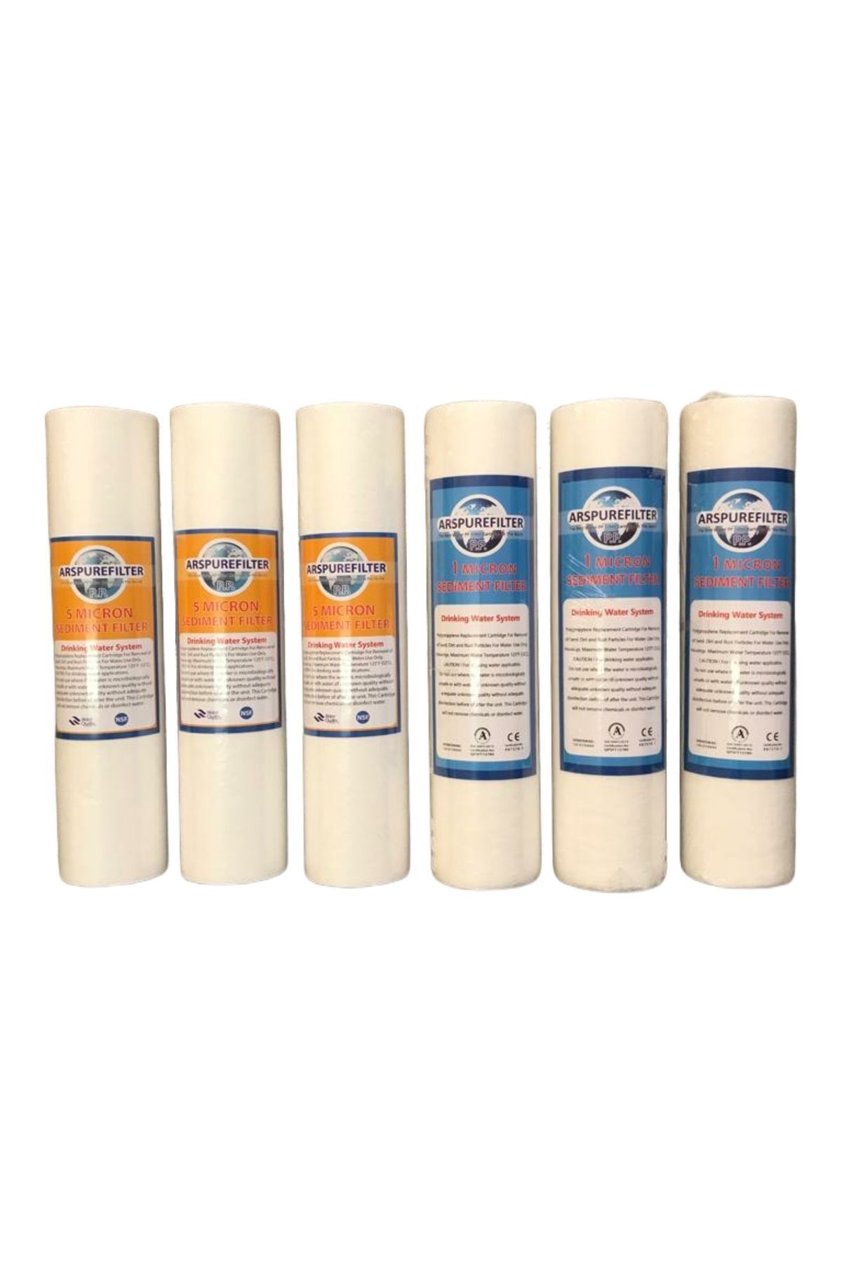 REVERSOSMOZARISU Su Arıtma Cihazı 5 Mikron 3 Adet ve 1 Mikron 3 Adet 10" Sediment Filtre