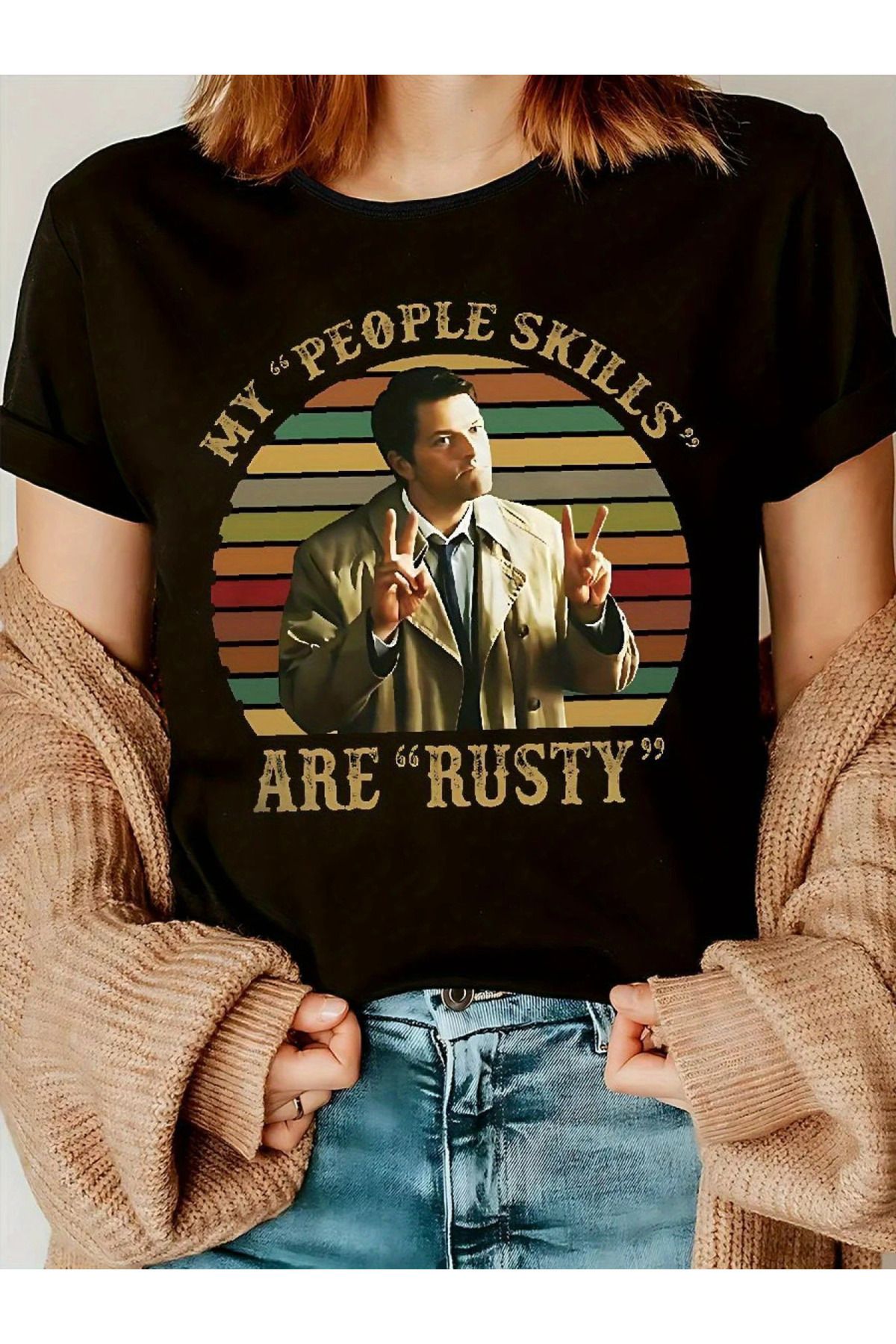 Hunors Sportswear & Company Supernatural Dean Sam Castiel Efsane Kesitler Baskılı Unisex Pamuk T-shirt