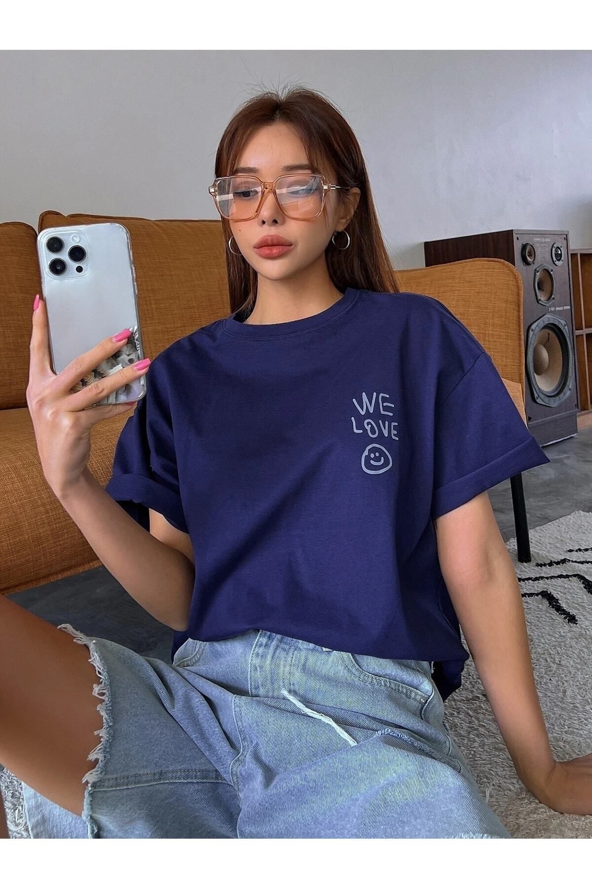 Hunors Sportswear & Company Kadın / Kız We Love Baskılı Oversize T-shirt