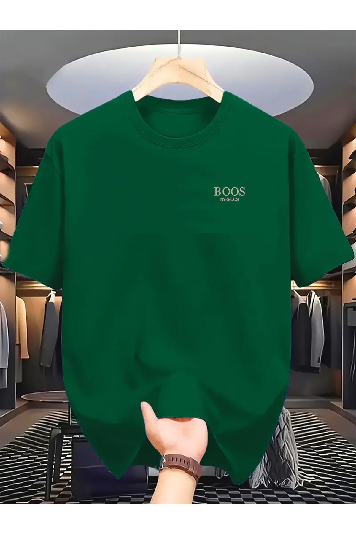 تي شيرت Nefti Green Boos - مطبوع بياقة دائرية وأكم...