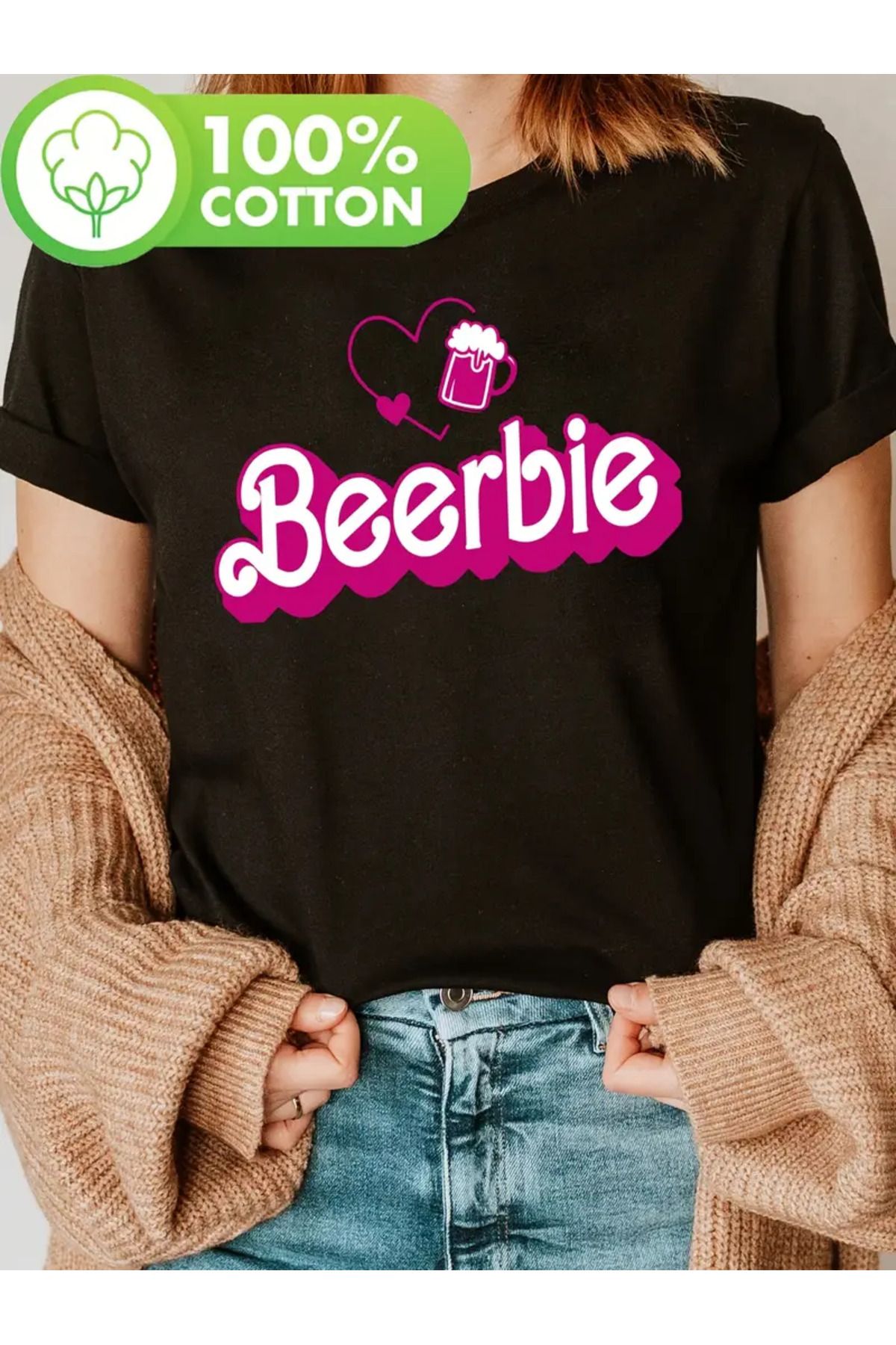 Boi Beerbie Özel Tasarım Baskılı Kadın T-shirt