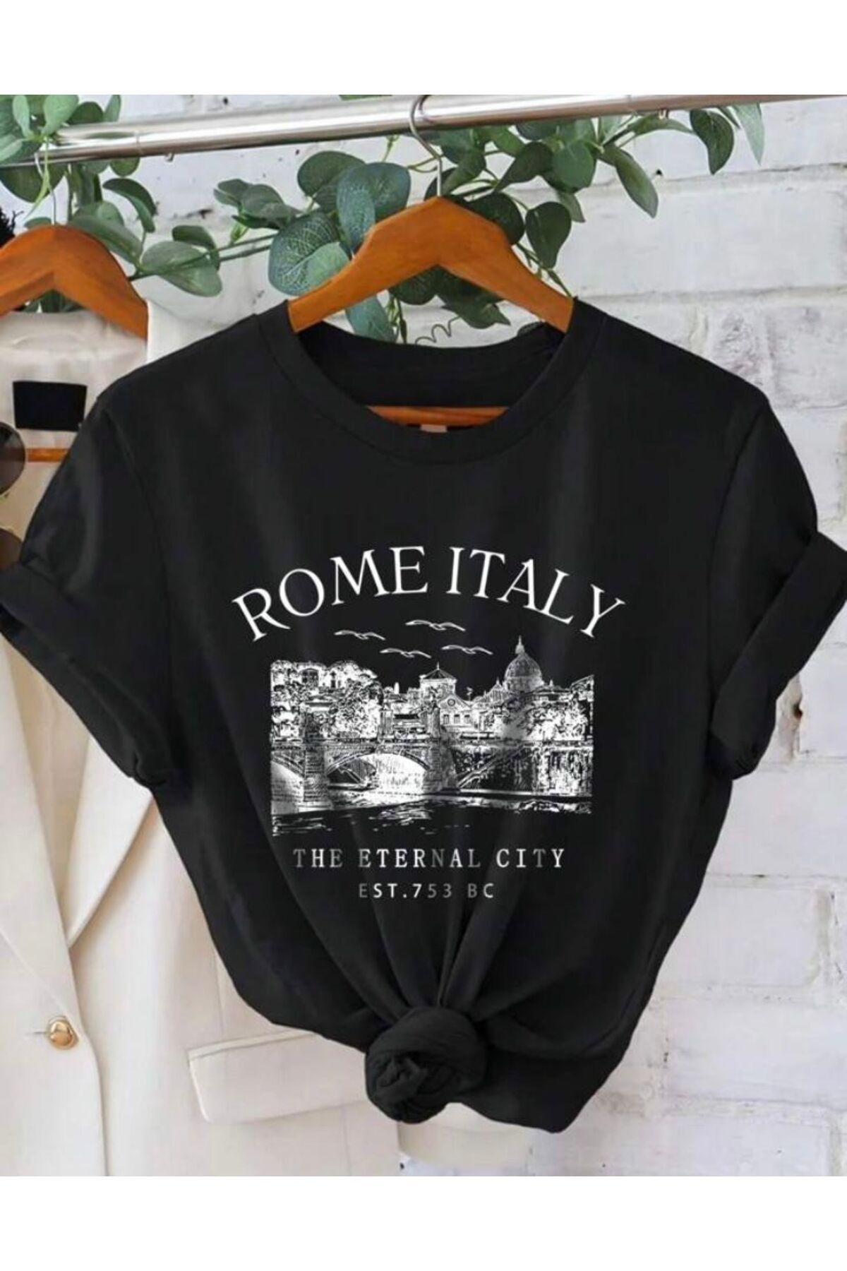 Hunors Sportswear & Company Rome Italy Desen Baskılı Basic T-Shirt