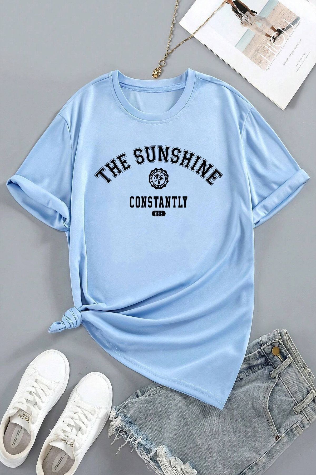 Hunors Sportswear & Company Kadın The Sunshine Baskılı Tasarım Tshirt Oversize Salaş