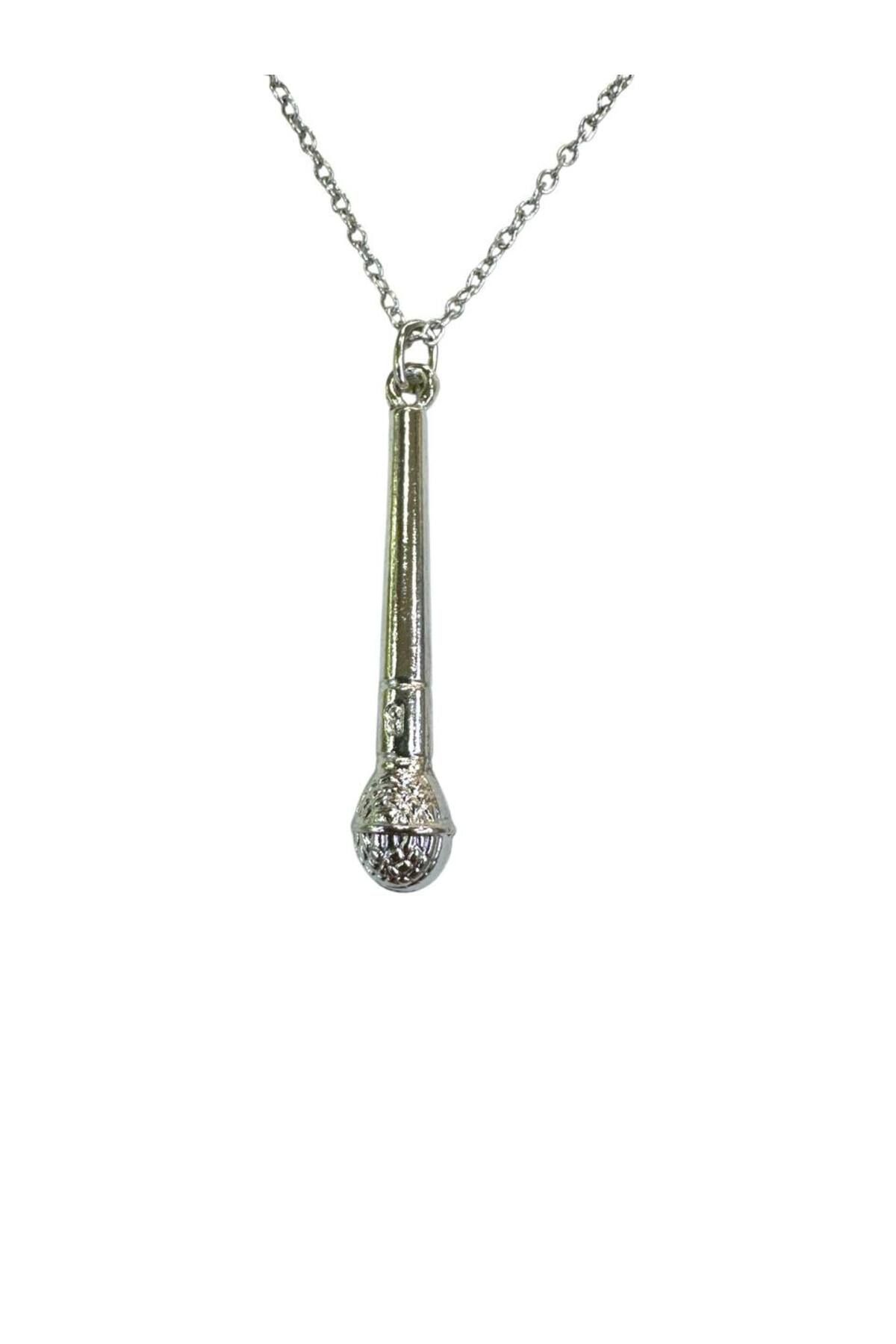 Herşey Nota Mikrofon Figürlü Unisex Kolye – Metal 60 cm Zincir