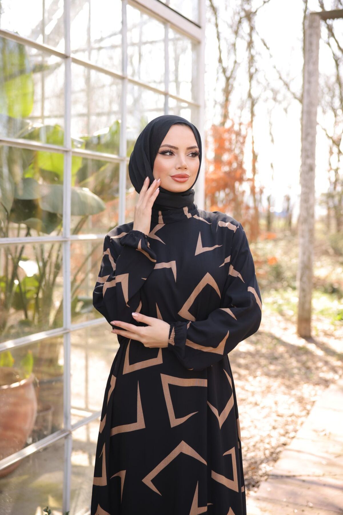 Nissra Ankanoor Asimetrik Desenli Viskon Elbise Anka25zv7