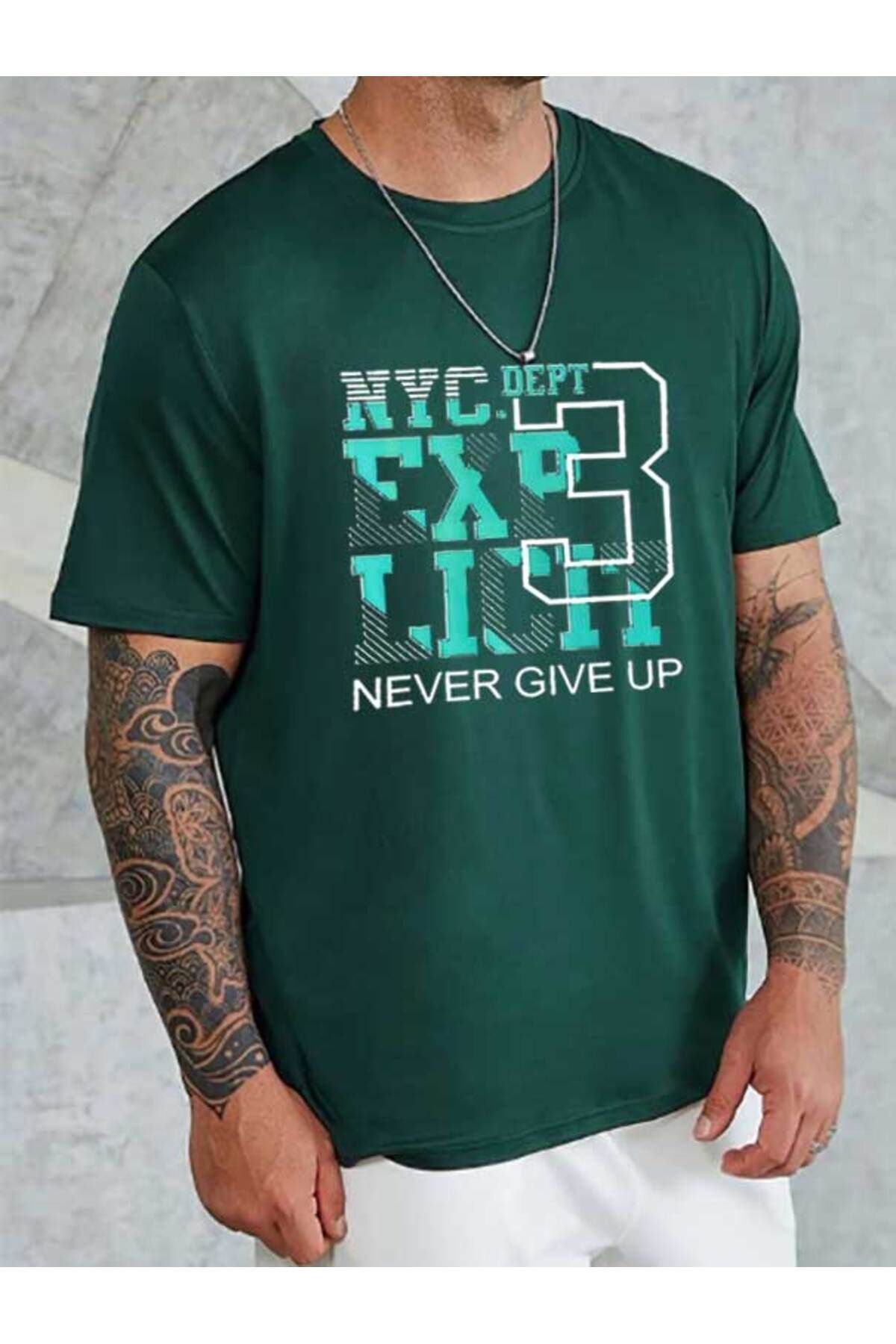 Hunors Sportswear & Company Unisex NYC Baskılı Bisiklet Yaka Tshirt