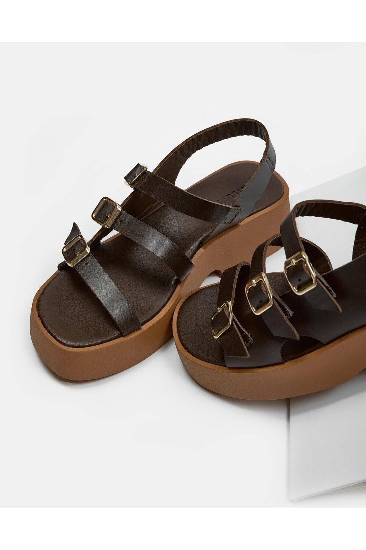 NILUFARR-Lindsay Bitter Brown Genuine Leather Women's Sandals 6