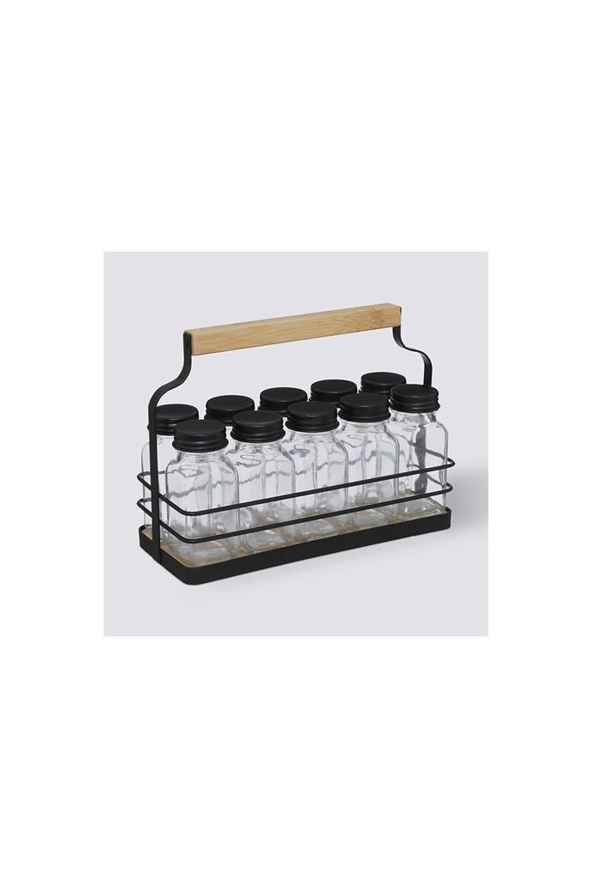 5 five simply smart-Set de 10 recipiente Gortex, pentru condimente, în suport, sticlă, metal negru, 21,5 x 9 x Î 16 cm 4