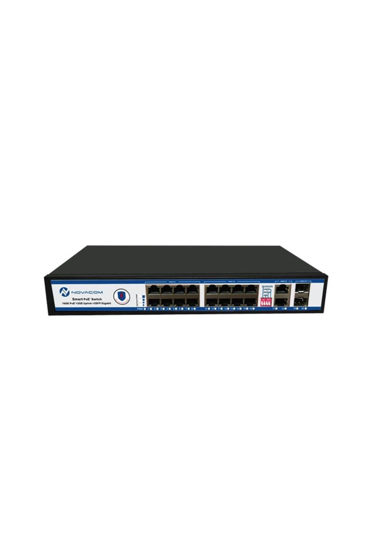 Vobotek Teknoloji Nova NVC-PSEG1622 16 Port Poe+ 10-100-1000 Mbps 2 Port 10-100-1000Mbps Uplink 2 Port SFP Switch 300