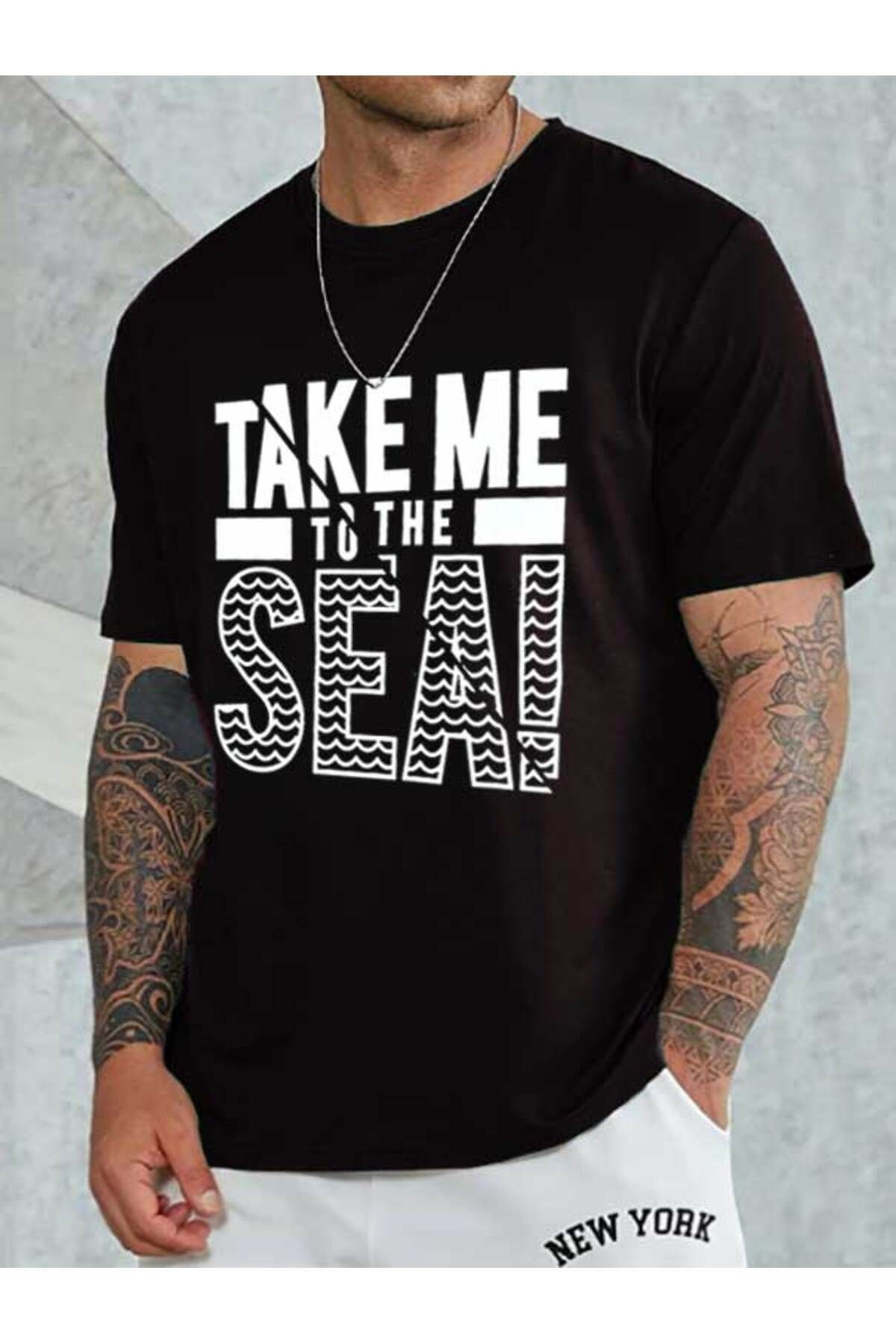 Boi Kadın ve Erkek Take Me Baskılı Bisiklet Yaka Tshirt