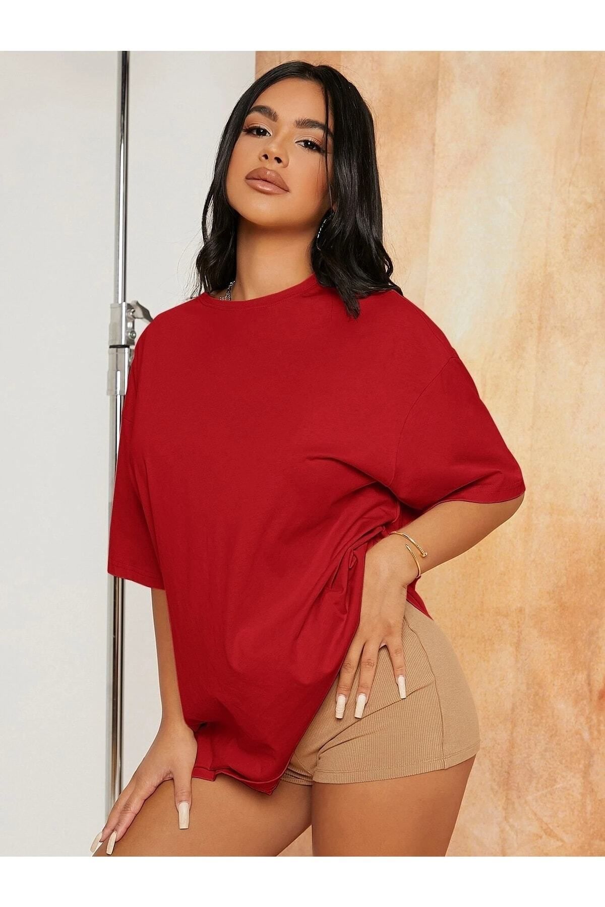 Hunors Sportswear & Company Kadın / Kız Düz Basic Unisex Oversize Salas T-shirt Boyfriend