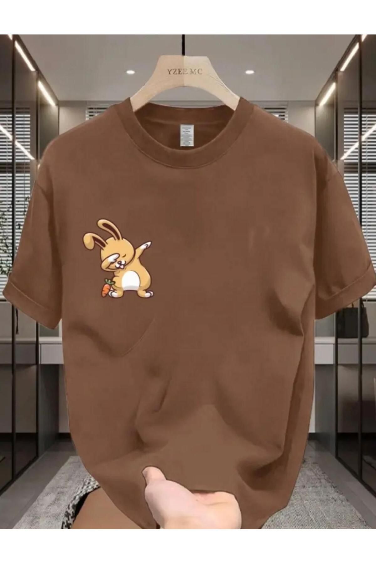 Hunors Sportswear & Company Sevimli Tavşan Baskılı Basic T-Shirt
