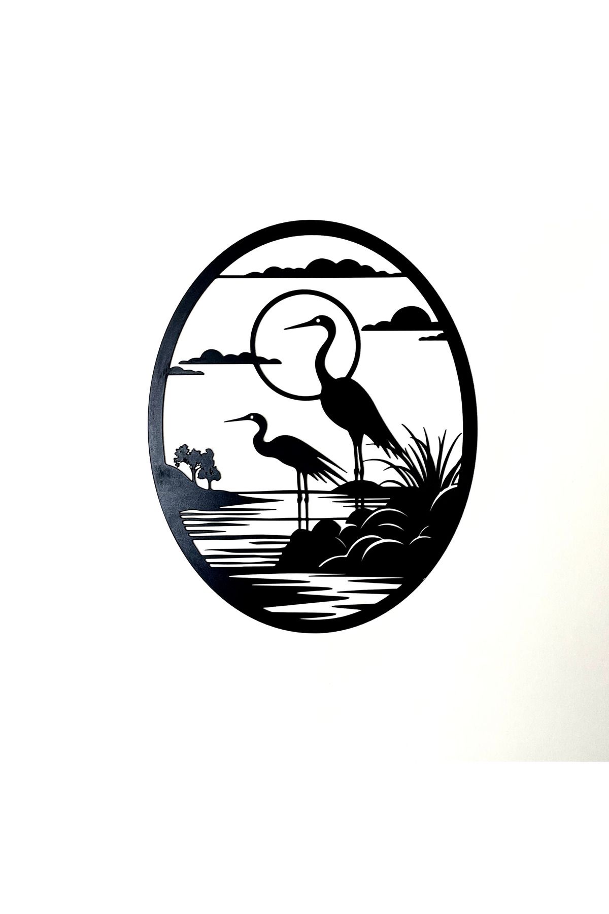 cestino darte Flamingo model oval ahşap tablo