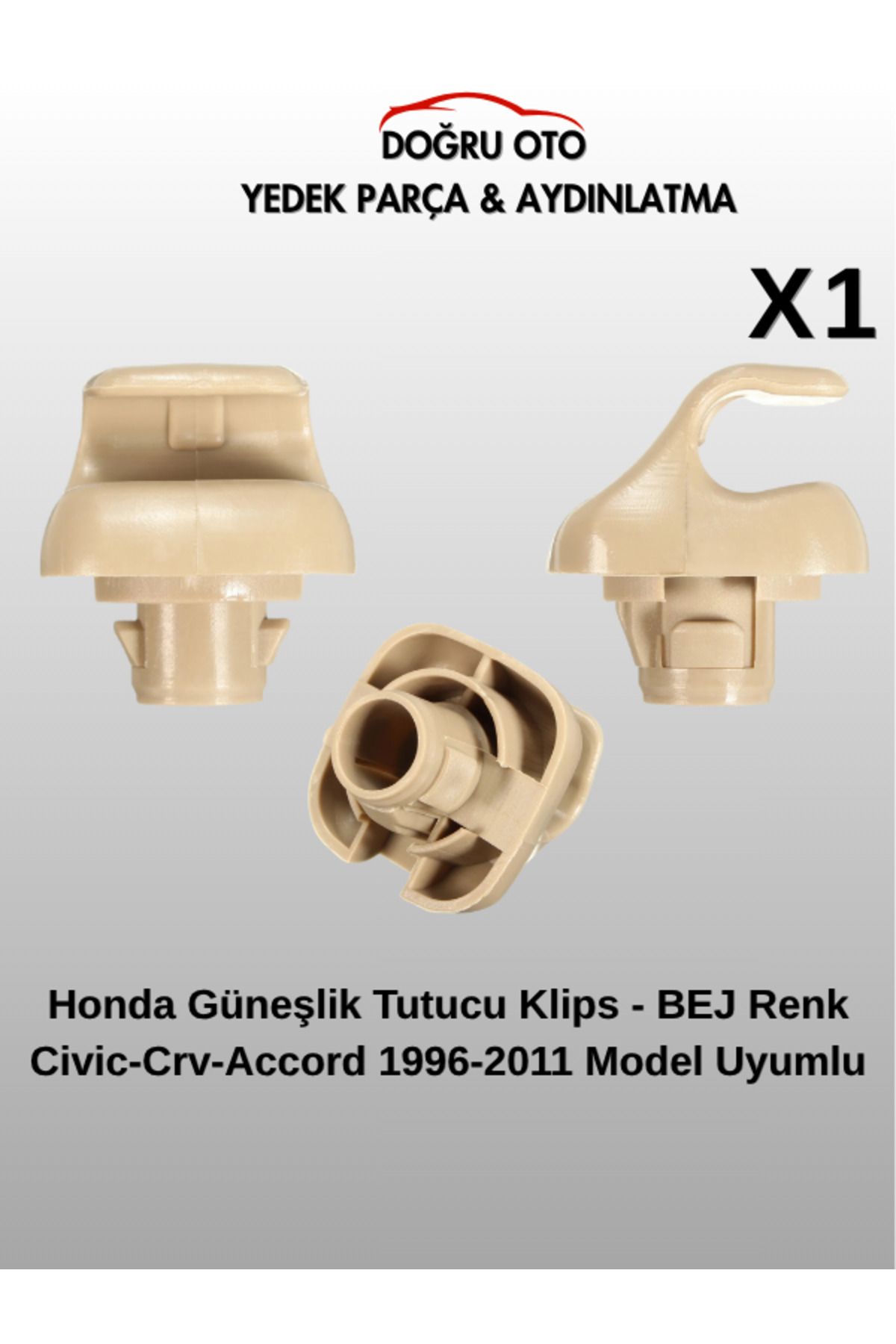 DOĞRU TİCARET AUTO PARTS Honda Civic Crv Accord Güneşlik Tutucu Klips - BEJ Renk 1996-2011 Model Uyumlu