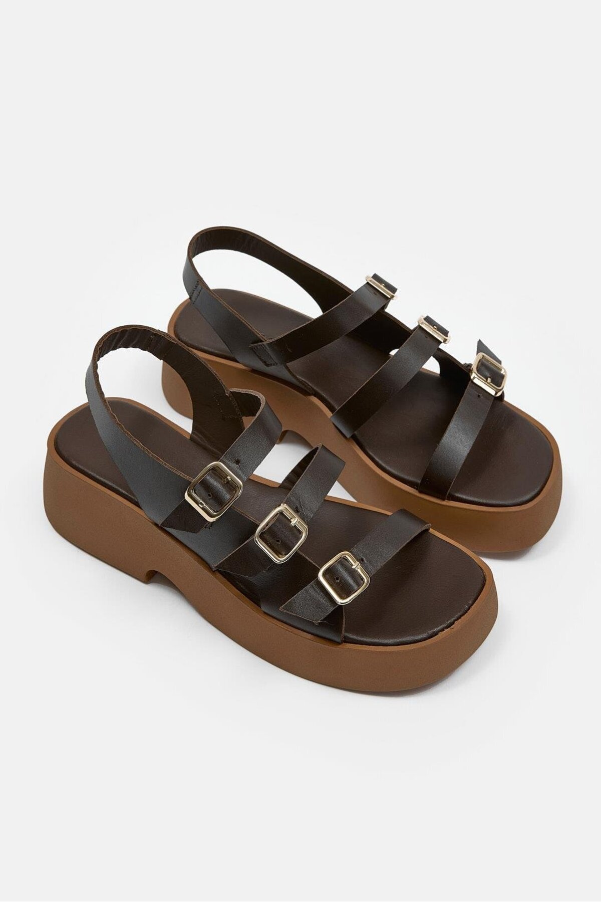 NILUFARR-Lindsay Bitter Brown Genuine Leather Women's Sandals 5