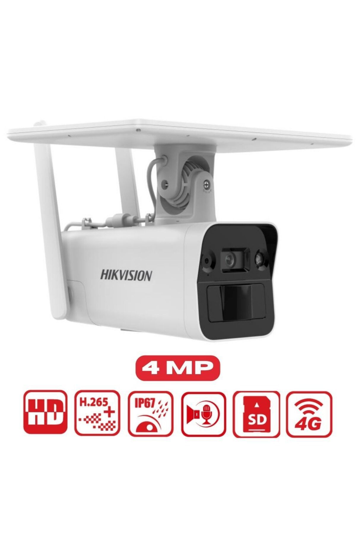 Hikvision DS-2XS2T41G1-ID/4G/C05S07 4MP 4MM SABİT LENS SESLİ İP IR BULLET SOLAR KAMERA