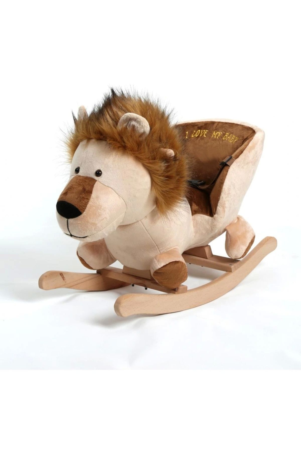 OurStyles Safeline Bebe Peluş Ahşap Sallanır Oyuncak Aslan