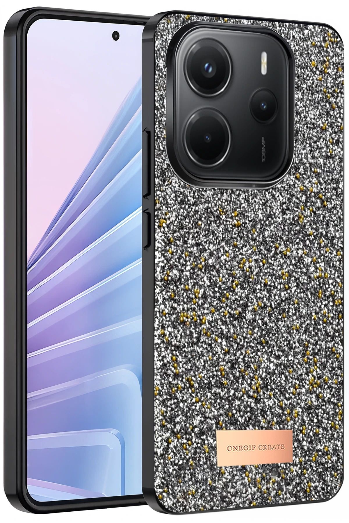 bbtech Xiaomi Redmi Note 14 4G ile Uyumlu Parlak Pul Detaylı Şık Kapak Pırıltılı Işıltılı Telefon Kılıf