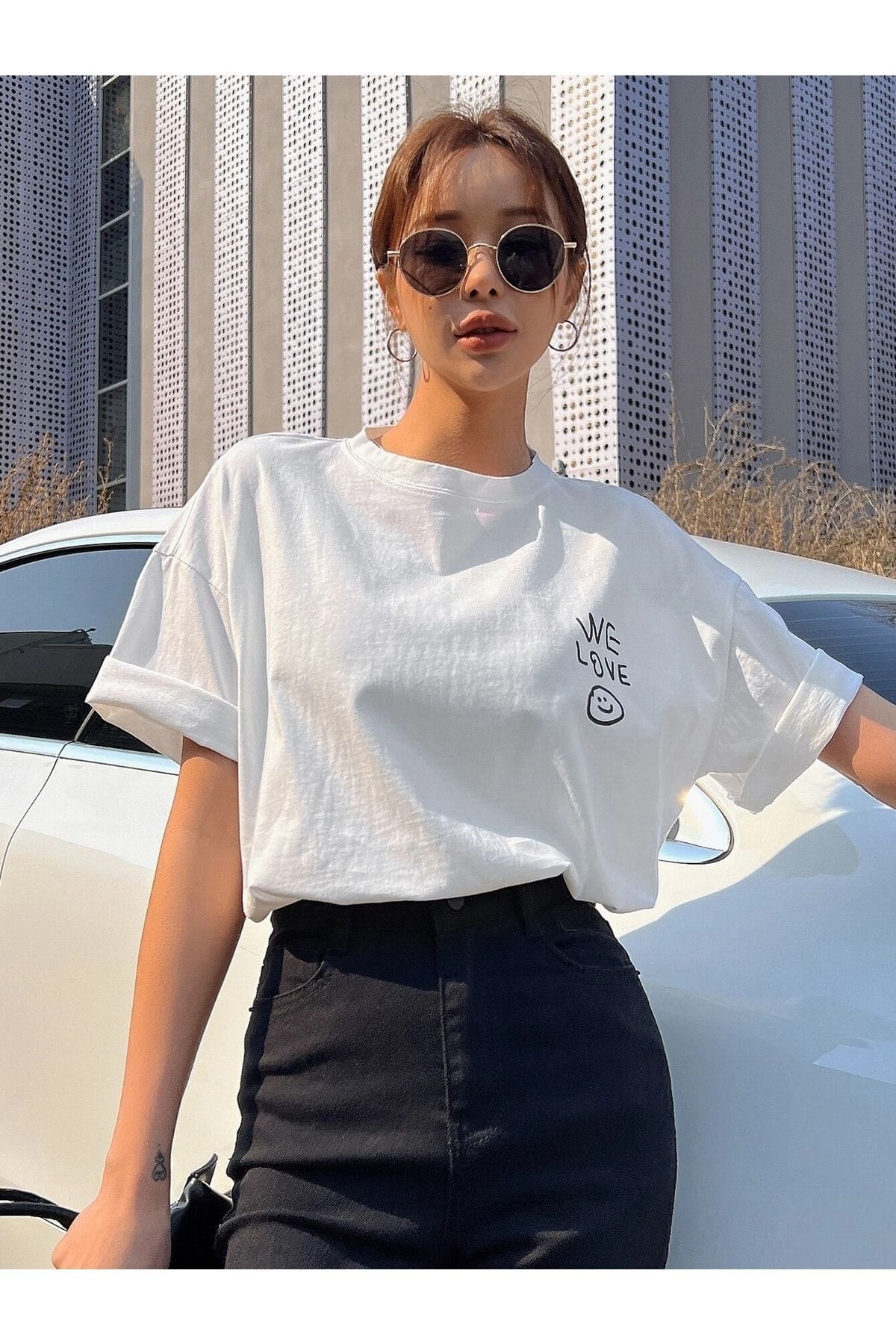 Boi Kadın / Kız We Love Baskılı Oversize T-shirt