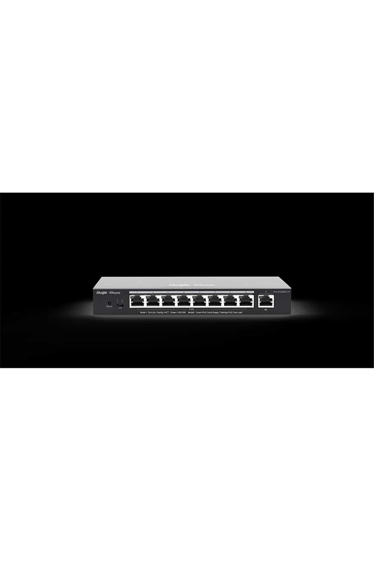 Vobotek Teknoloji Ruijie-Reyee RG-ES209GC-P 8 Port POE+ 10-100-1000Mbps+1Port 10-100-1000Mbps Yönetilebilir Çelik 120