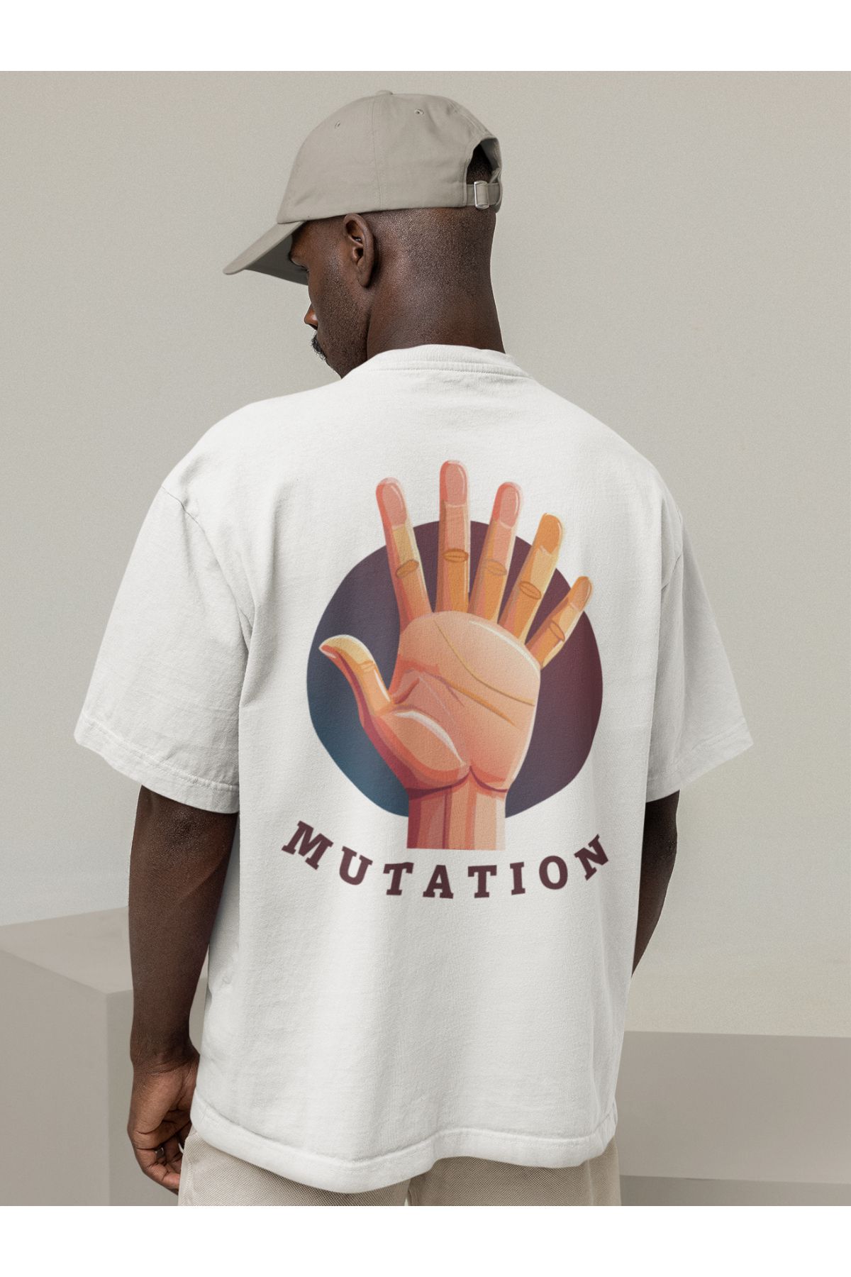 Uniquetex NUBENSE / TİMUT - Oversize Unisex Baskılı Beyaz Bisiklet Yaka T-shirt (Tişört - Scientific Design)