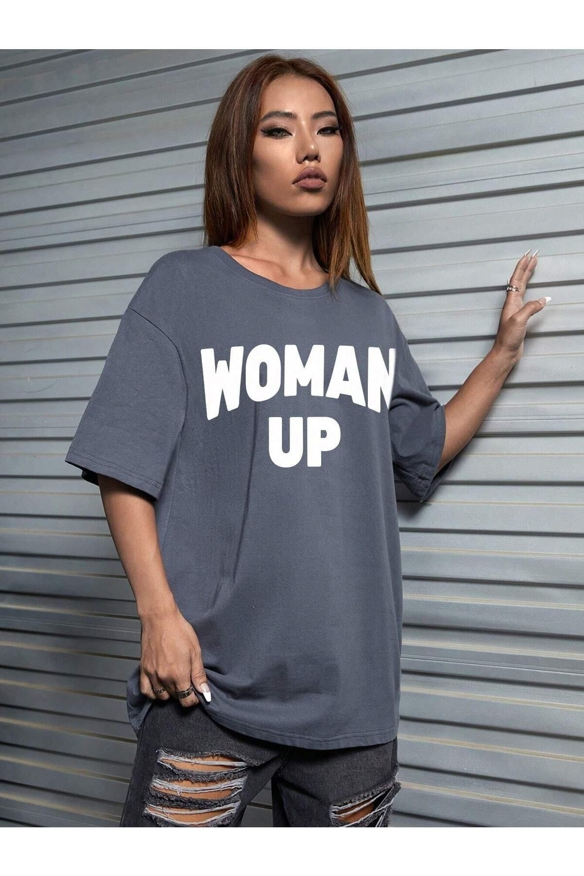 Hunors Sportswear & Company Kadın / Kız Up Baskılı Oversize T-shirt Salas Boyfriend