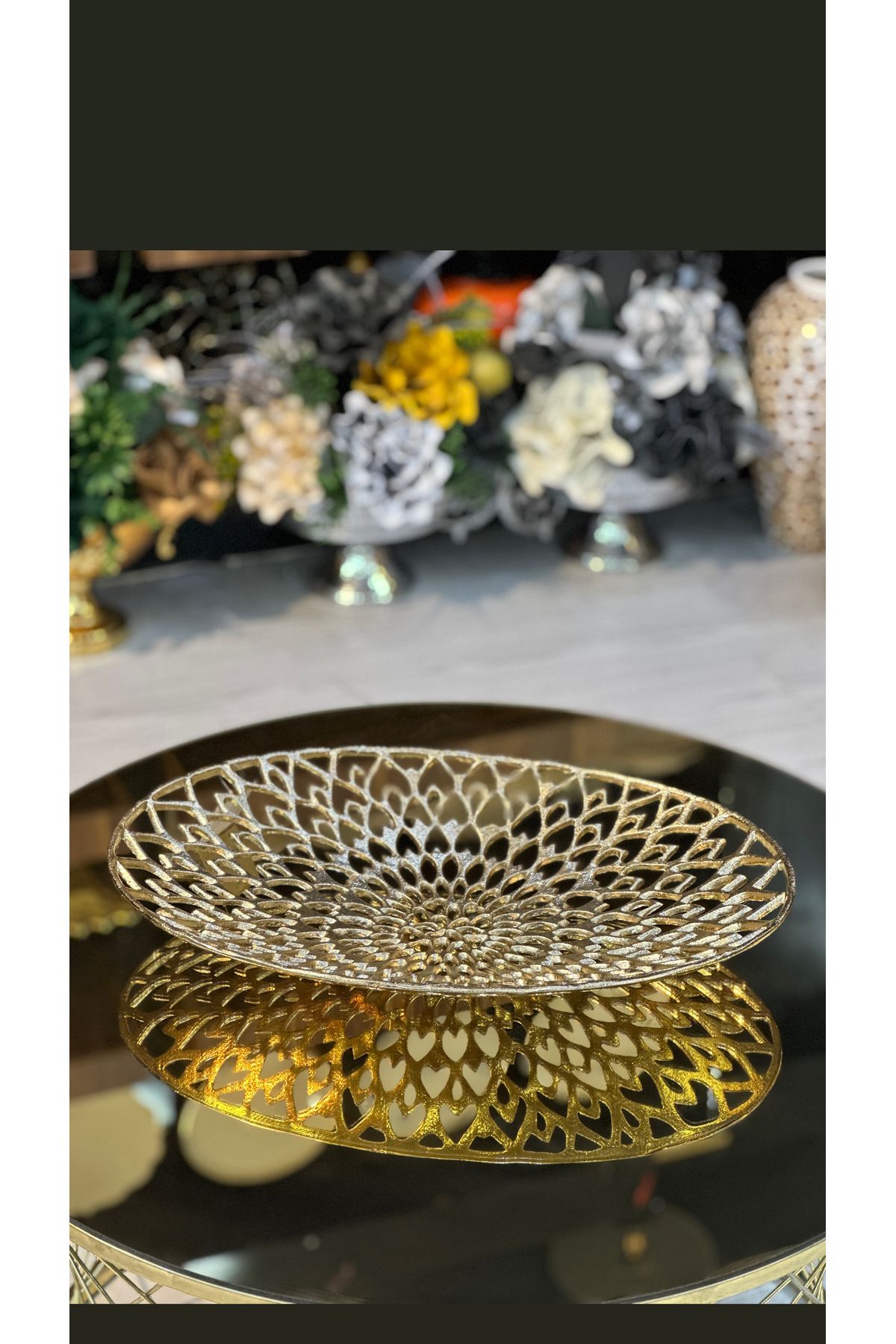 city gold Pirinç Meyvelik Yatay Tabak Metal