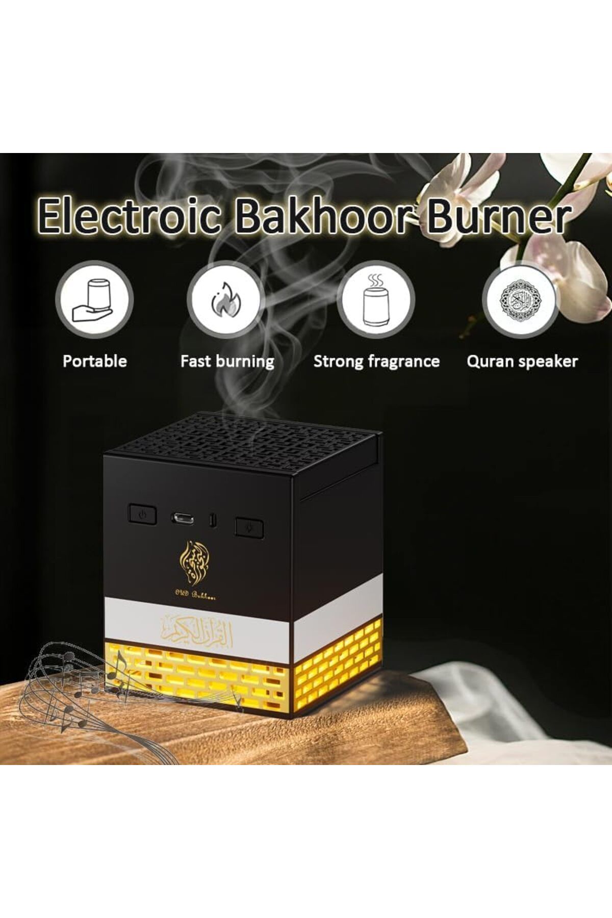 NO N4ME-Night Lamp for Quran and Incense from Telawah Kaaba, Bluetooth Speaker with Remote Control and App S 3