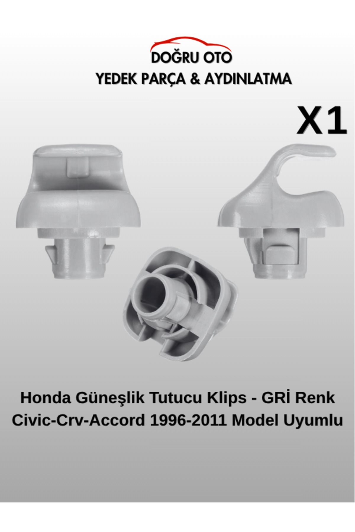 DOĞRU TİCARET AUTO PARTS Honda Civic Crv Accord Güneşlik Tutucu Klips GRİ Renk 1996-2011 Model Uyumlu