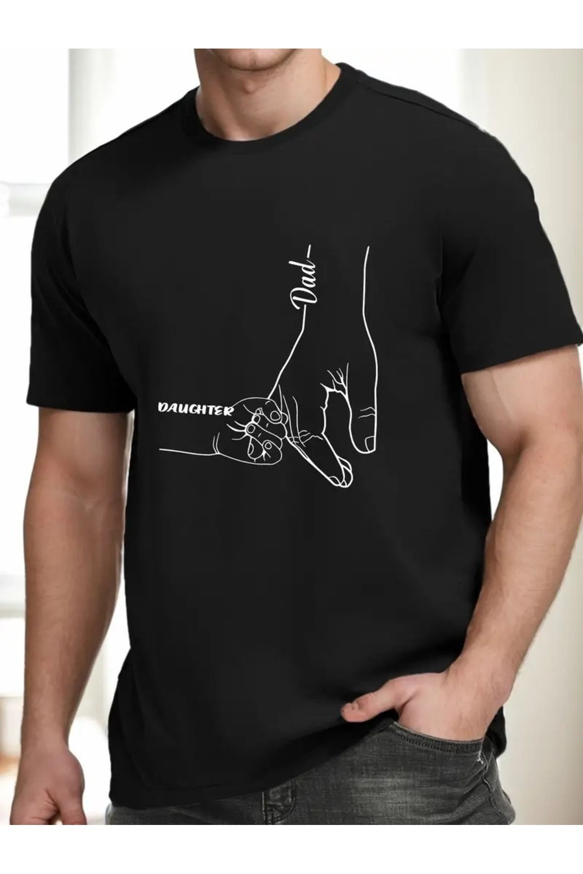 Hunors Sportswear & Company Erkek Kız Çocuğu Babası Baskılı Bisiklet Yaka Oversize Salaş Boyfirend Siyah Beyaz T-shirt