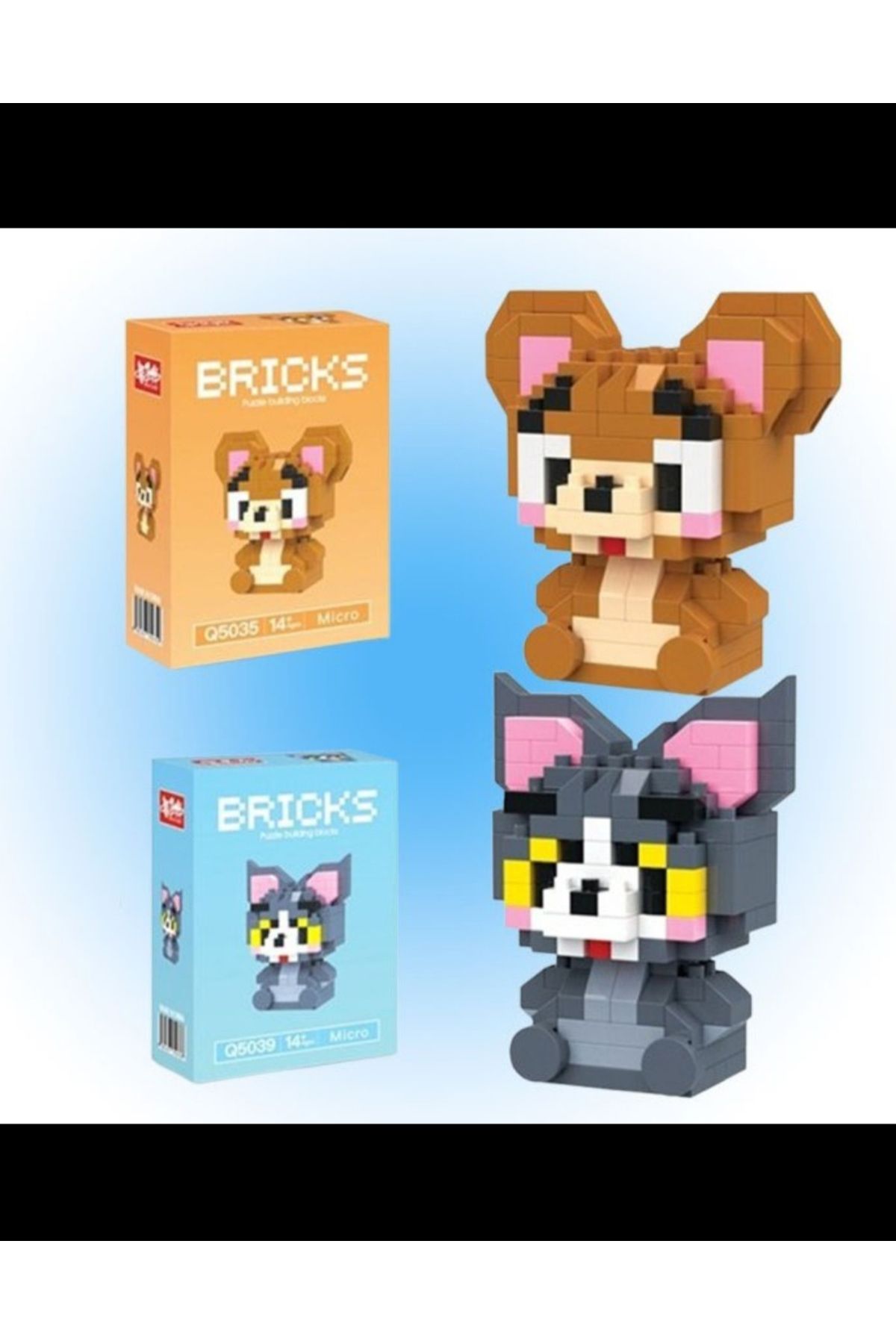 womi BRİCKS Premium Seri Tom Ve Jerry 2'li Set Yapboz Blok Yapı Taşı Figür