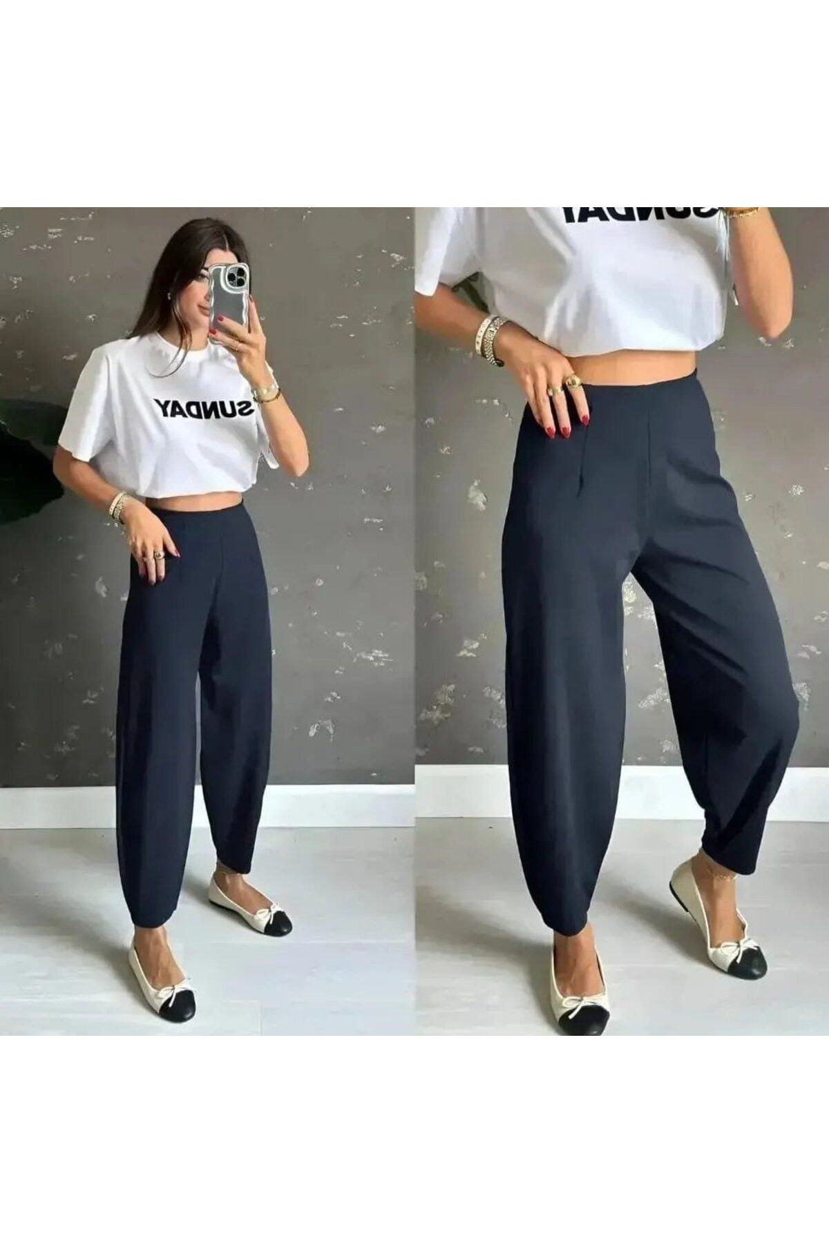 Modayakamoz Yeni Sezon Kadın Krep Kumaş Büyük Beden Balon Rahat Pantolon