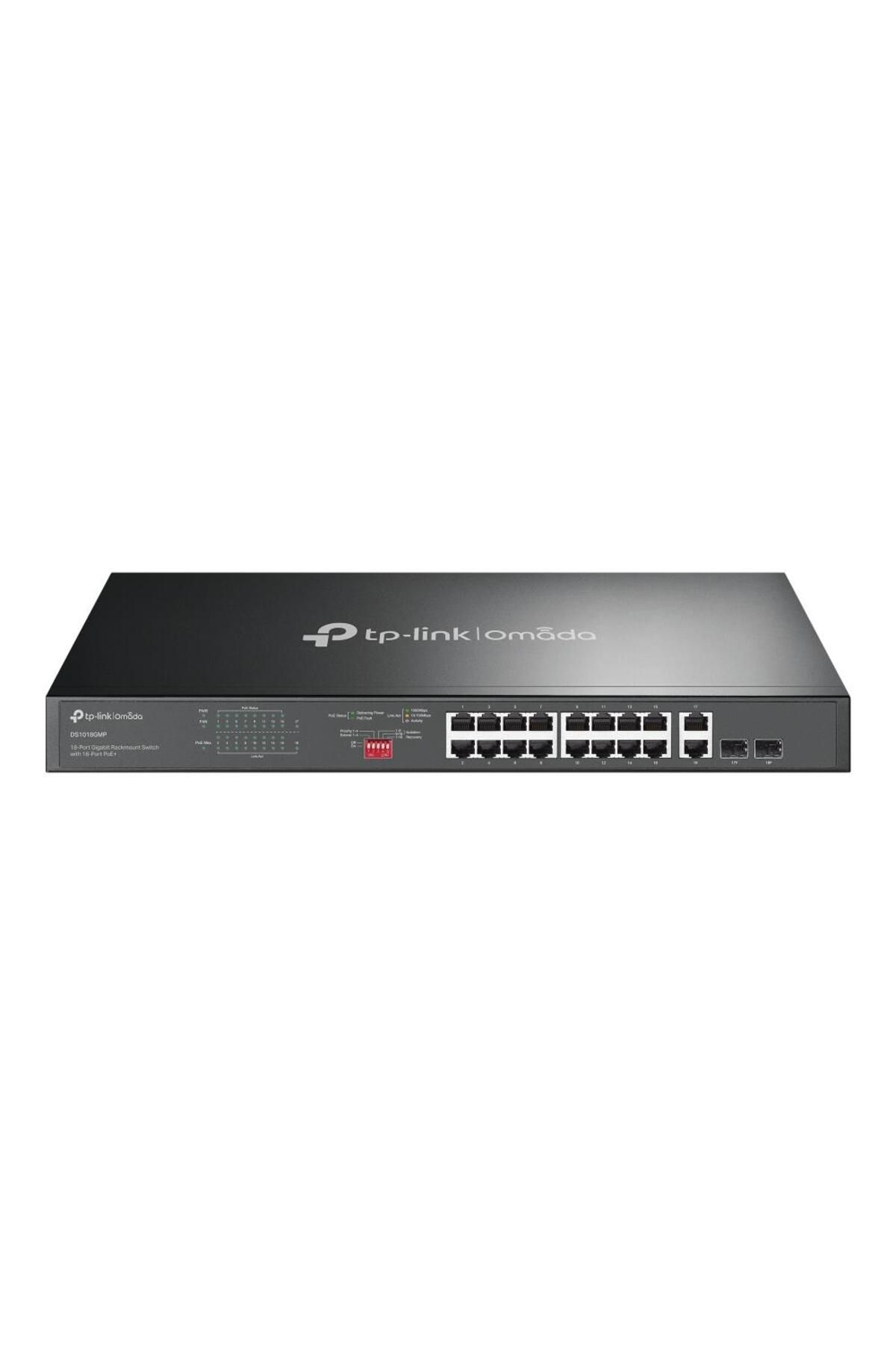 Vobotek Teknoloji Omada -Link DS1018GMP 16 Port 10-100-1000 Poe+ Switch 2 Port SFP Çelik Kasa Rack Mount