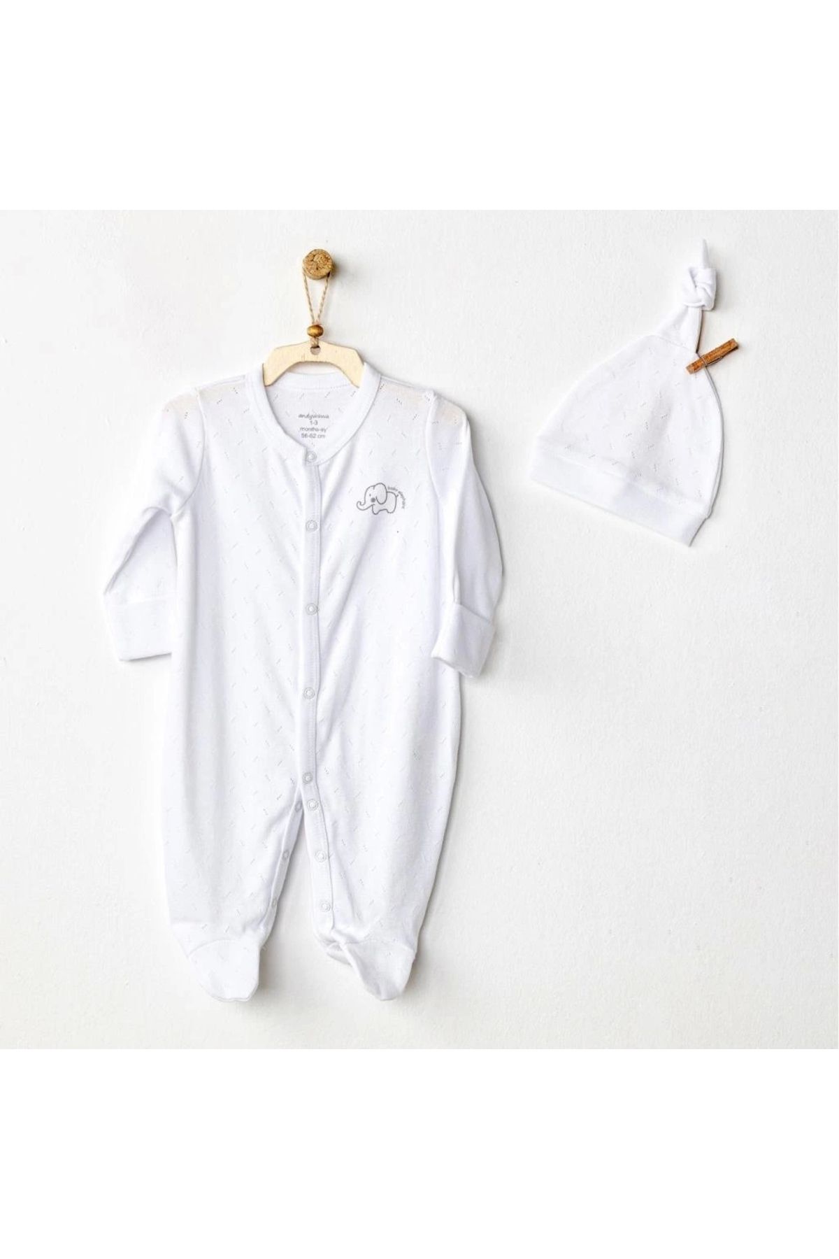 OurStyles AC24708 Jacquard Bebek Tulum Takım White