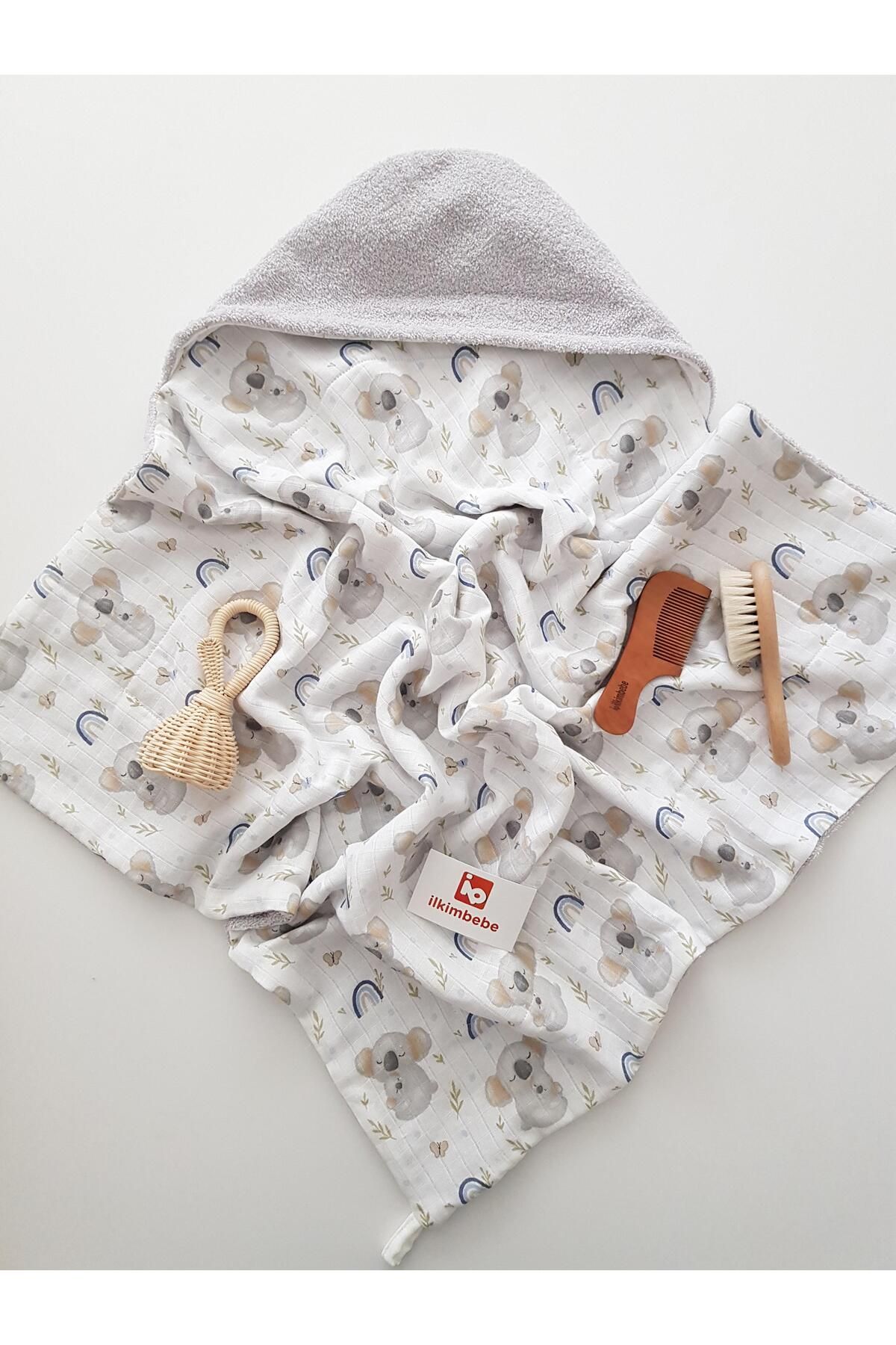 ilkimbebe Müslinli Çift Taraflı Kundak Bebek Havlusu 80x80