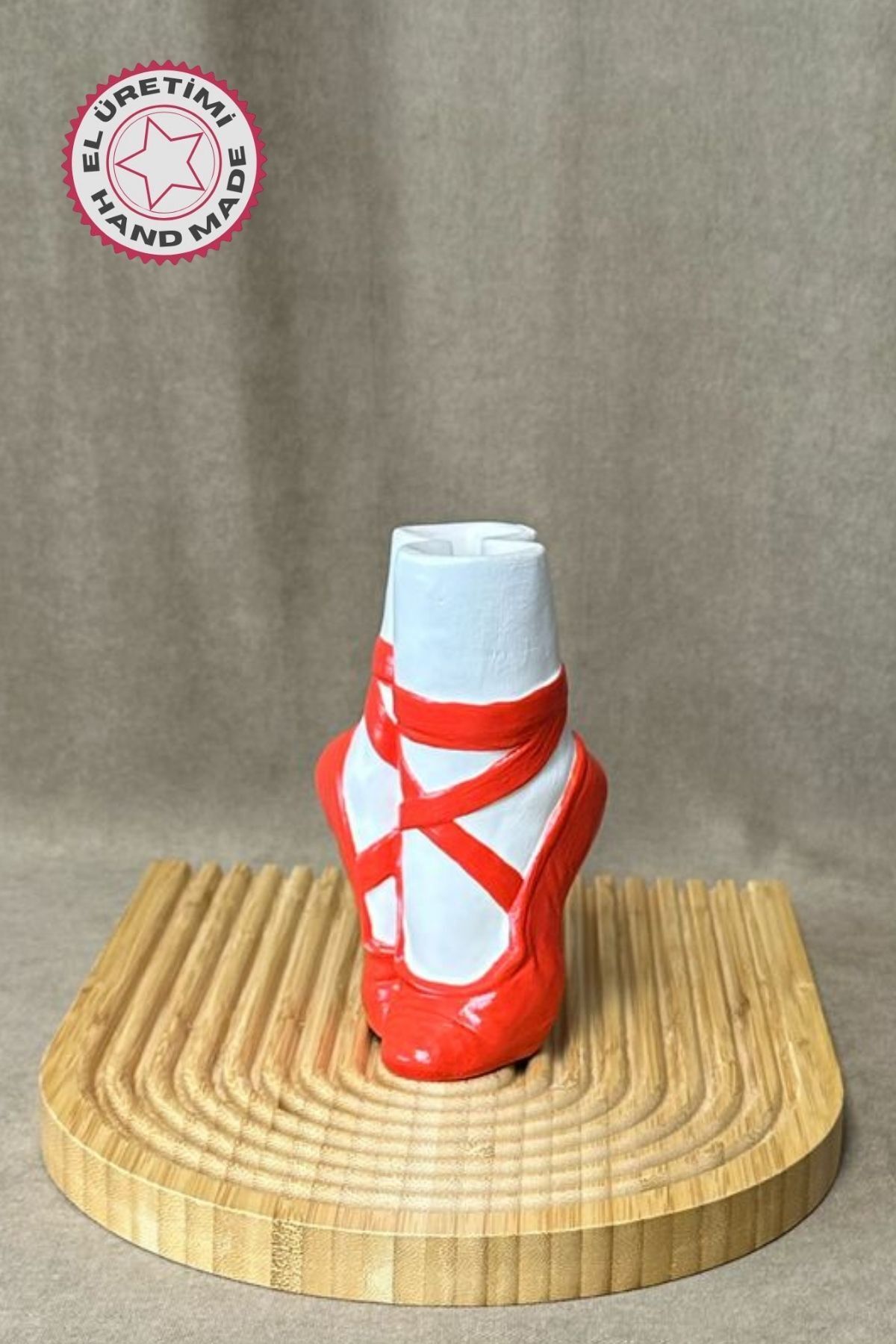 Uretti - Ayşe 7362 El Yapımı Balerin Ayakkabısı Dekoratif Biblo / Vazo - 15 x 9 Cm