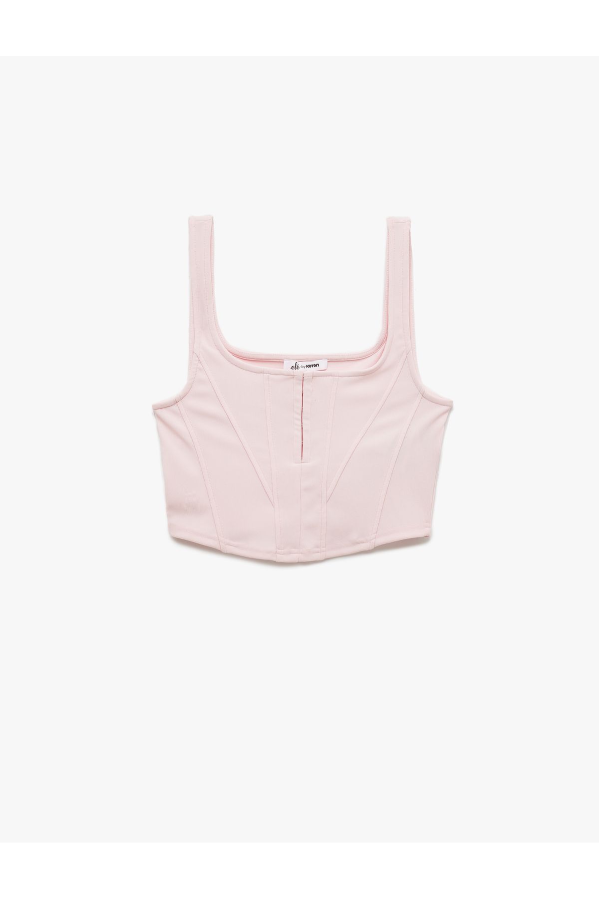 Koton Kare Yaka Korse Detaylı Kolsuz Slim Fit Crop Bluz