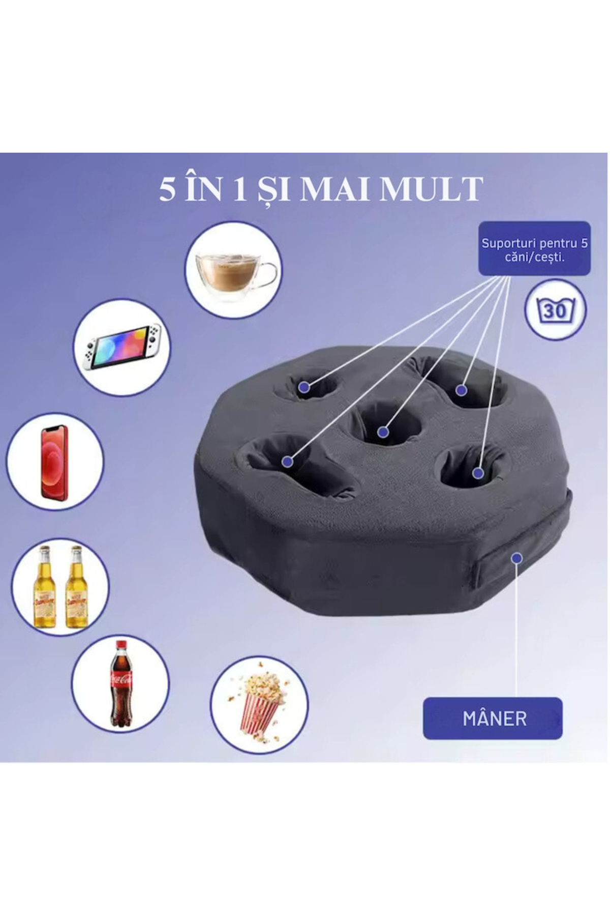 varioshop-VarioShop® Cinematic Pillow, 5 Compartments, Ideal for drinks and snacks while watching 3