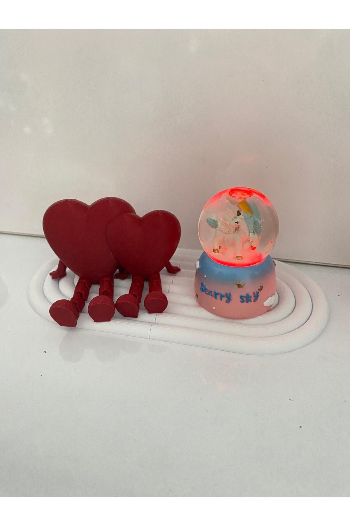 smilechild Işıklı Kar Küresi Küçük Boy ve 2 li Sevimli Kalp Ayakları Hareketli Aksesuar