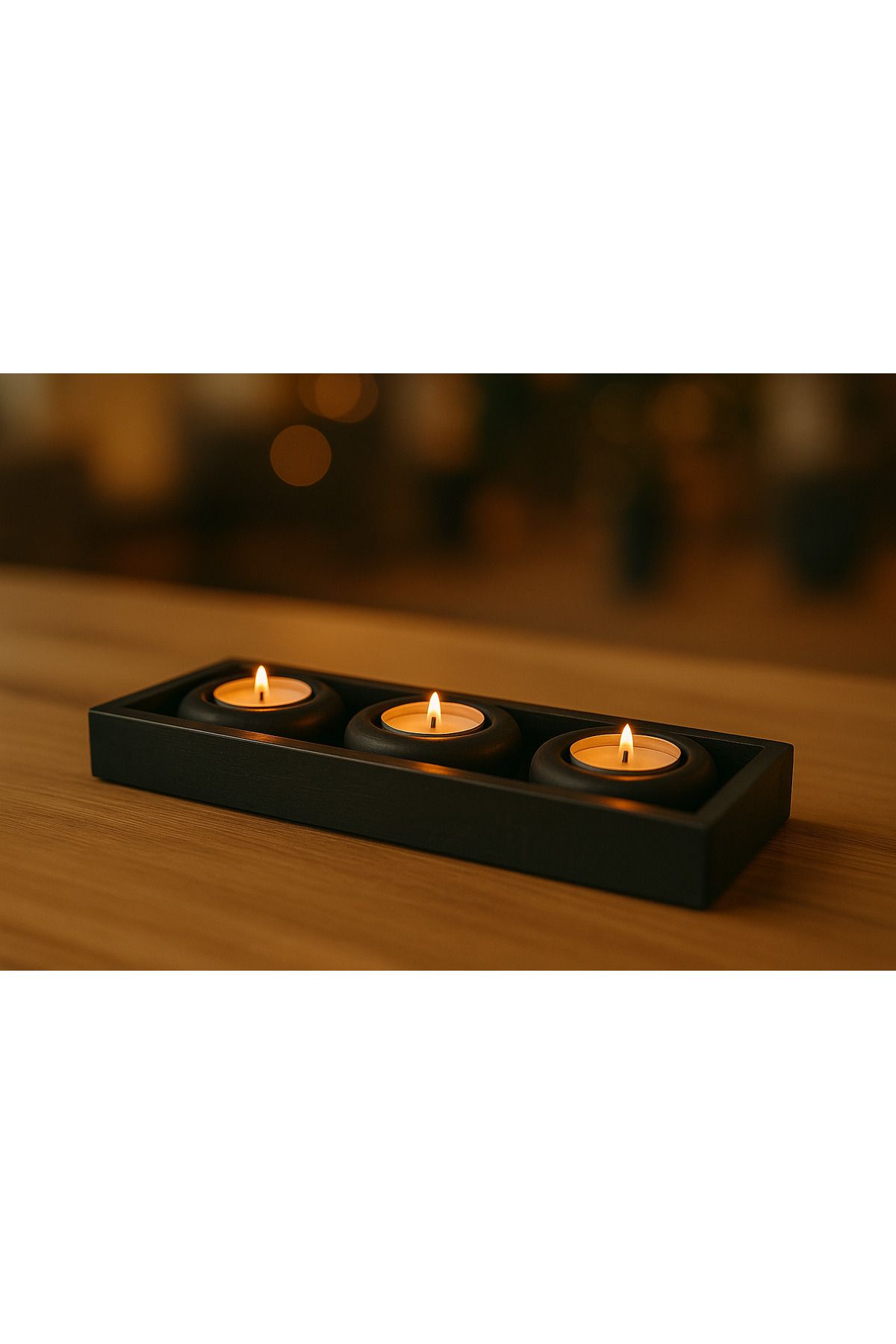 Lapida Home Decor Modern Taş Tozu 3’lü Mumluk & Tabla Seti