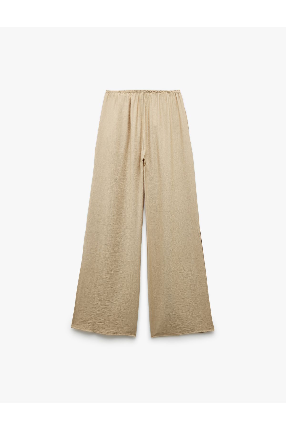 Koton-Viscose Fabric Comfortable Fit Slit Detailed Double Breasted Oversize Trousers with Laced Waist and Pockets 4