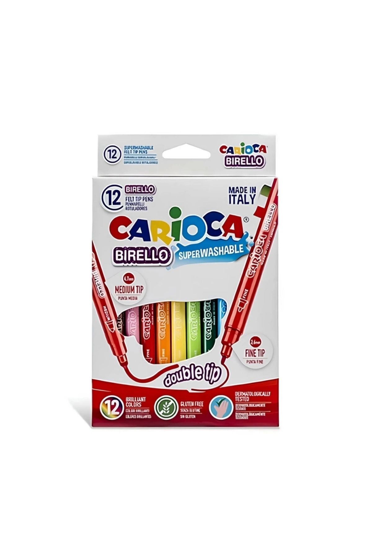 OurStyles Carioca Bırello Süper Yıkanabilir Çift Taraflı Keçeli Boya Kalemi 12’li