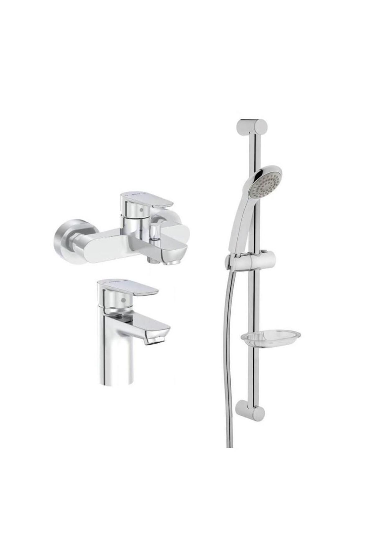 Artema Flow Soft Lavabo Banyo Batarya Artema Solo C Sürgülü Krom El Duşu Seti